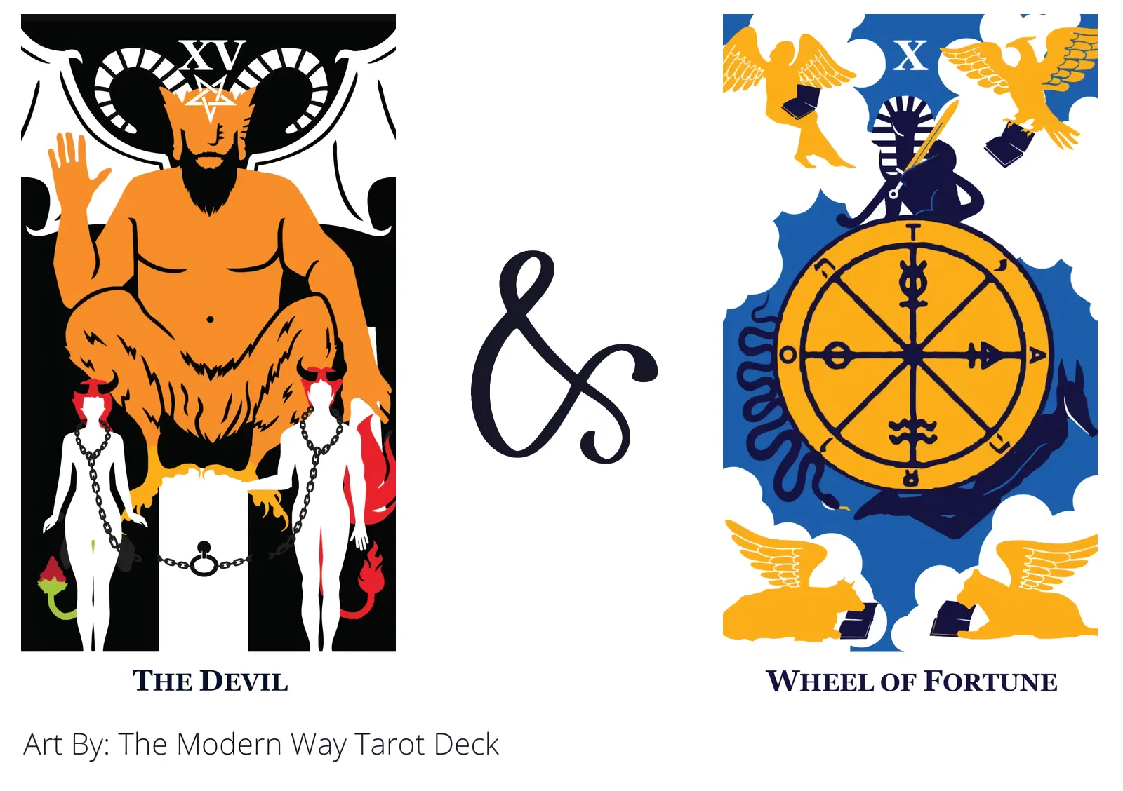 the devil and wheel of fortune tarot cards together