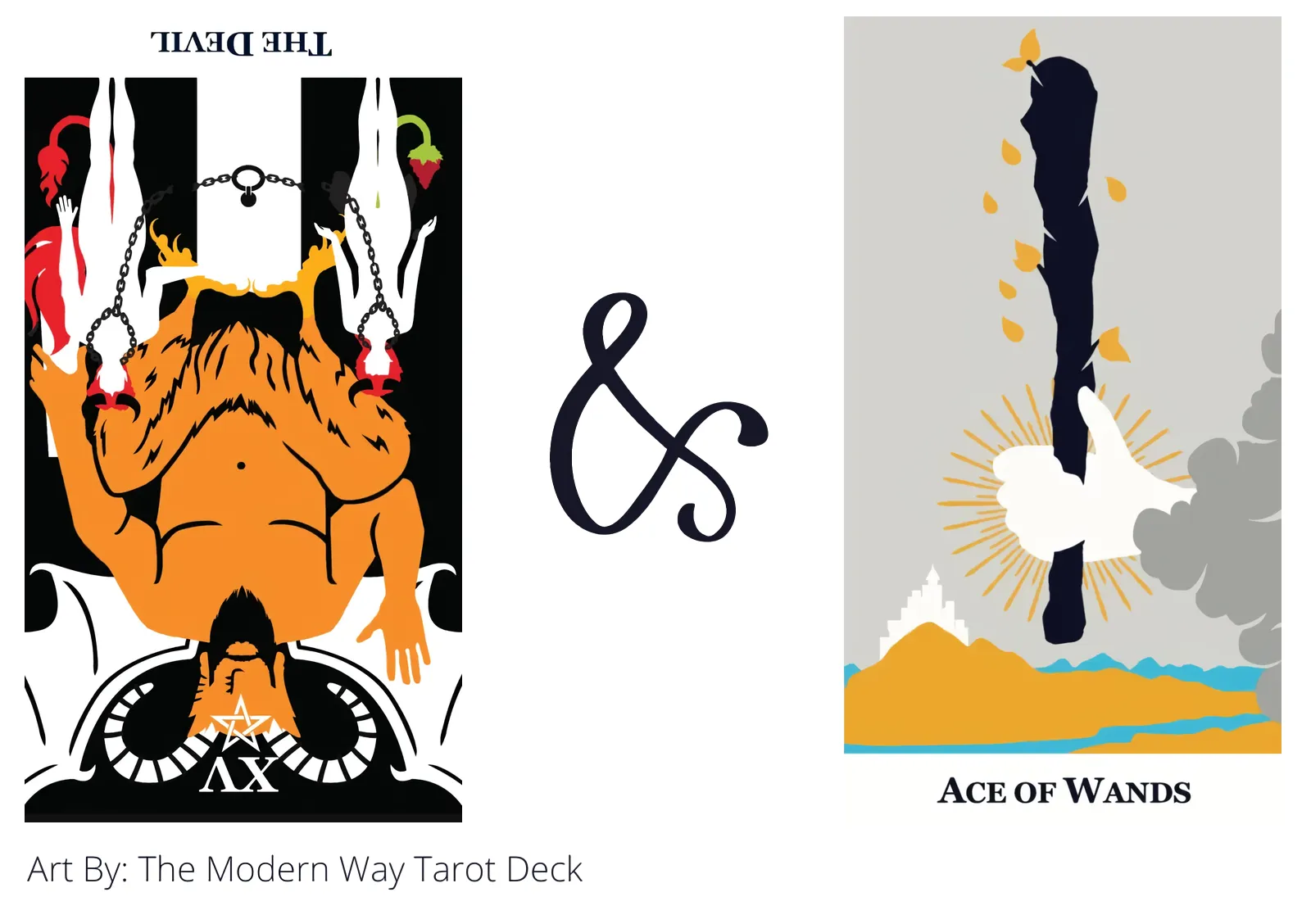 the devil reversed and ace of wands tarot cards together
