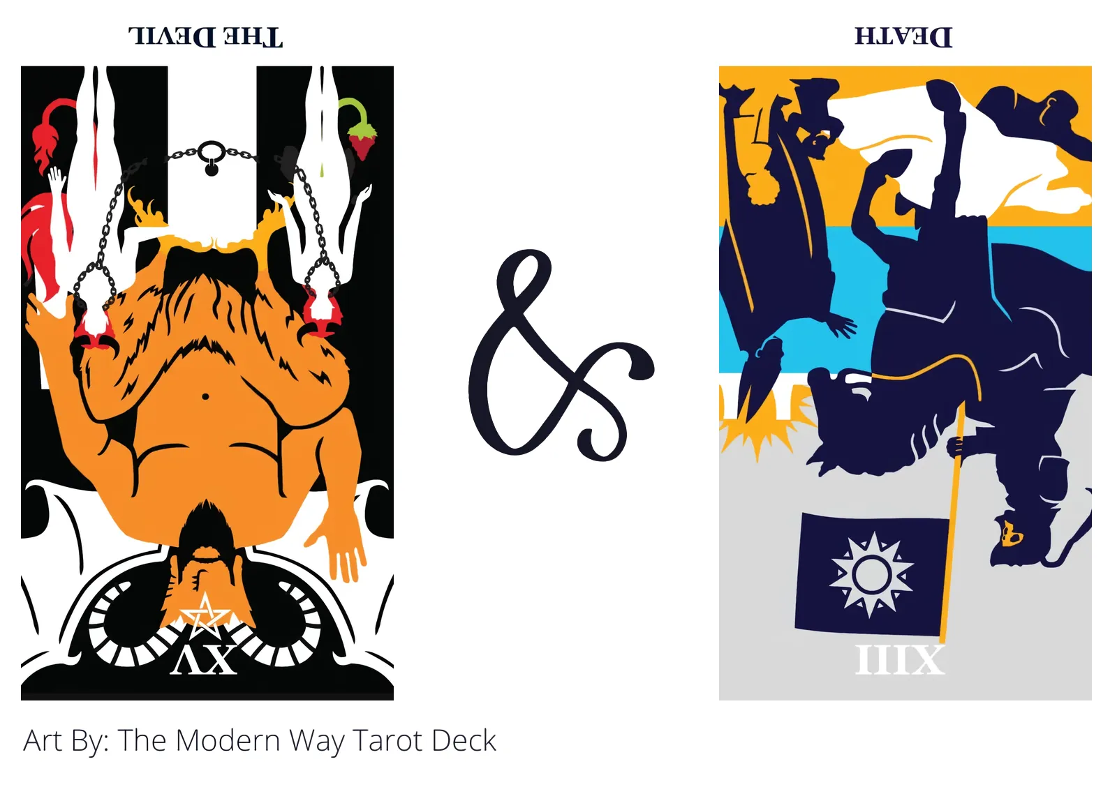 the devil reversed and death reversed tarot cards together