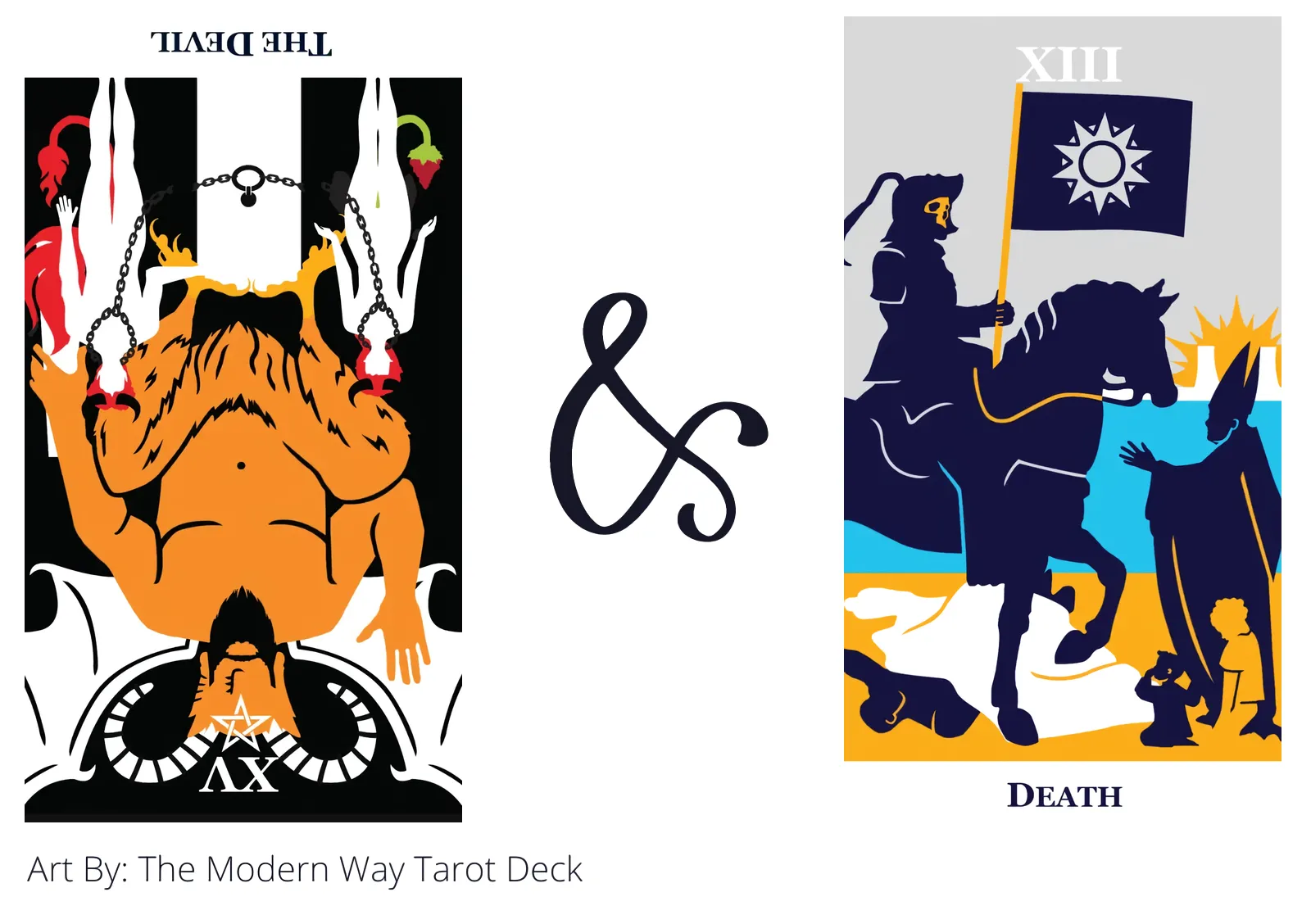 the devil reversed and death tarot cards together