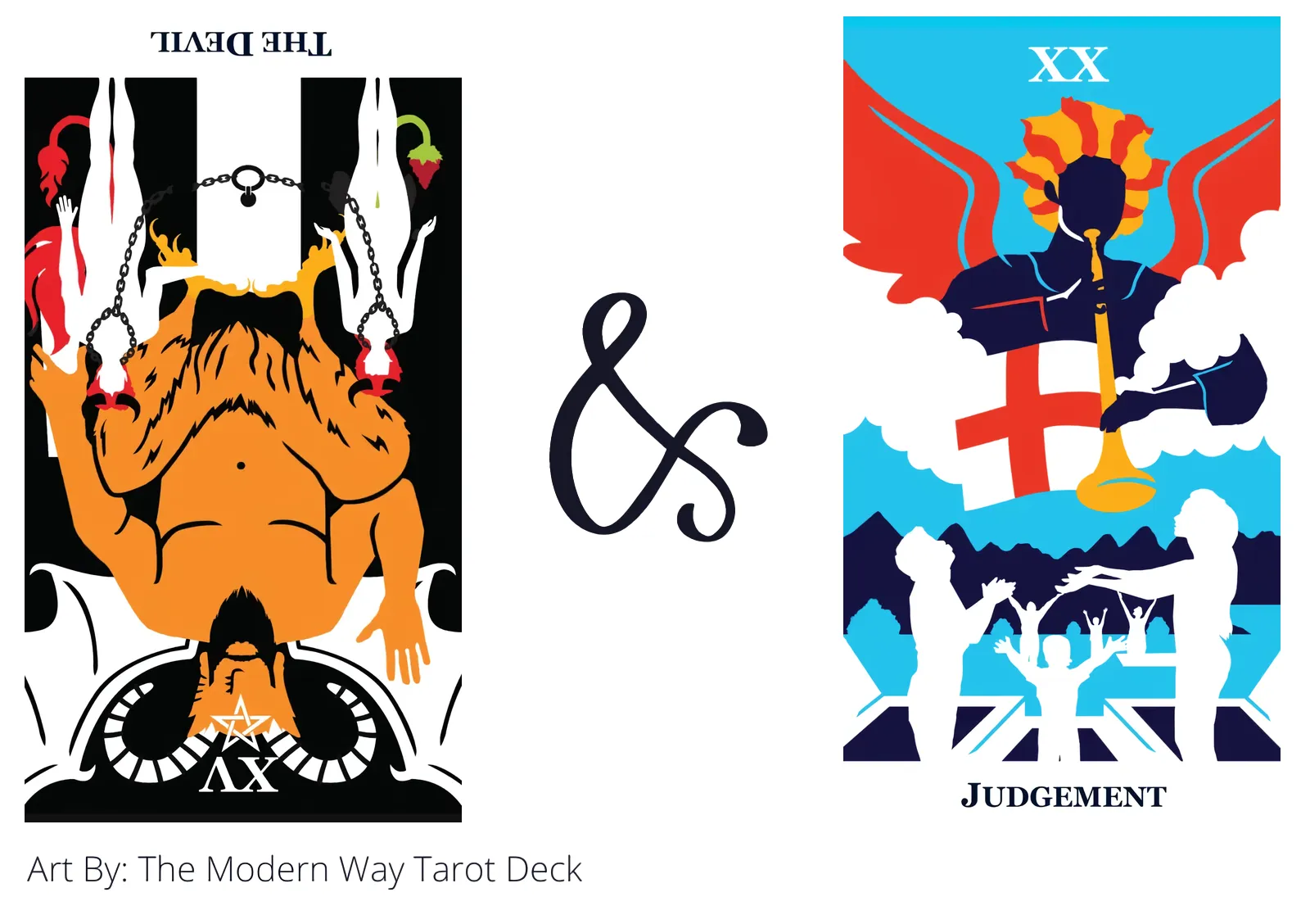 the devil reversed and judgement tarot cards together