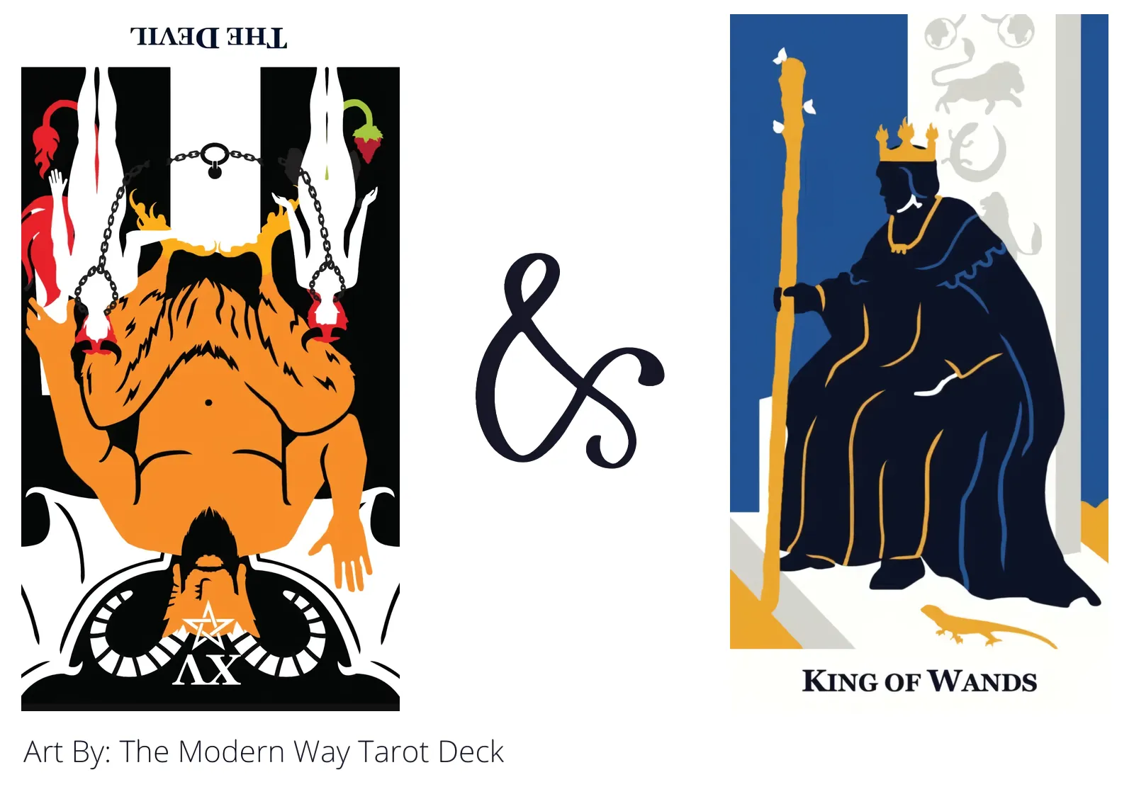 the devil reversed and king of wands tarot cards together