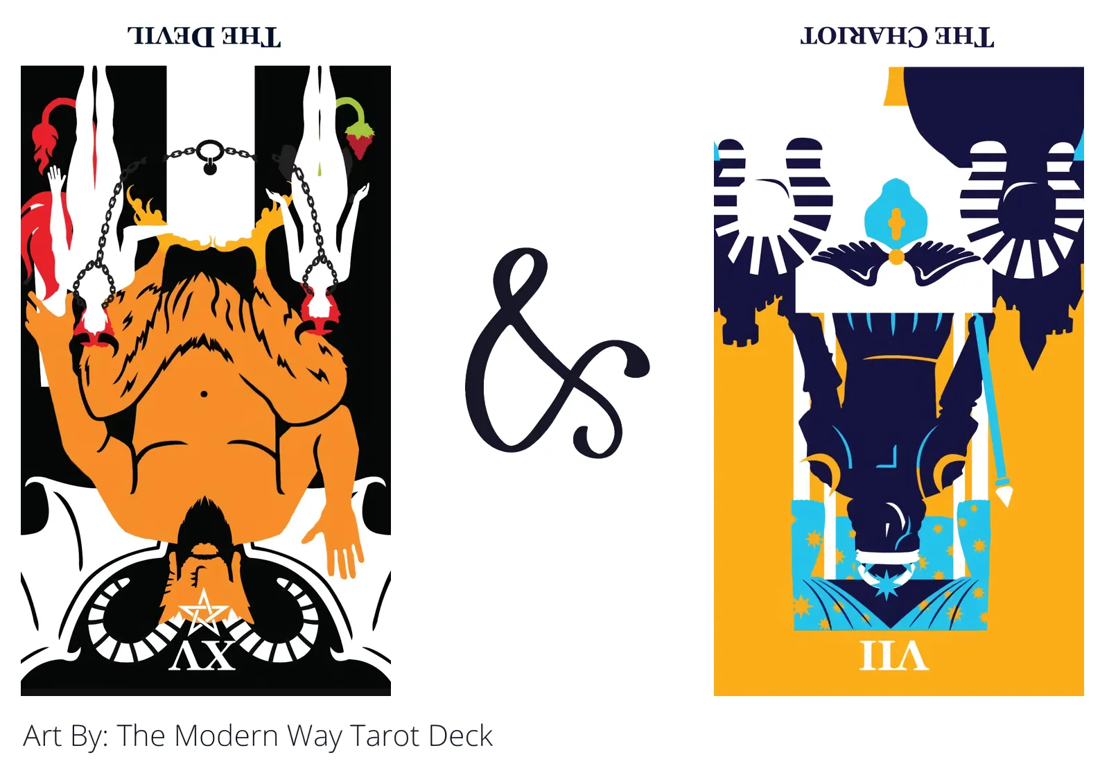 the devil reversed and the chariot reversed tarot cards together