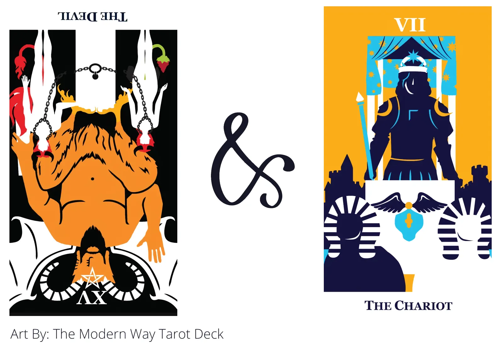 the devil reversed and the chariot tarot cards together