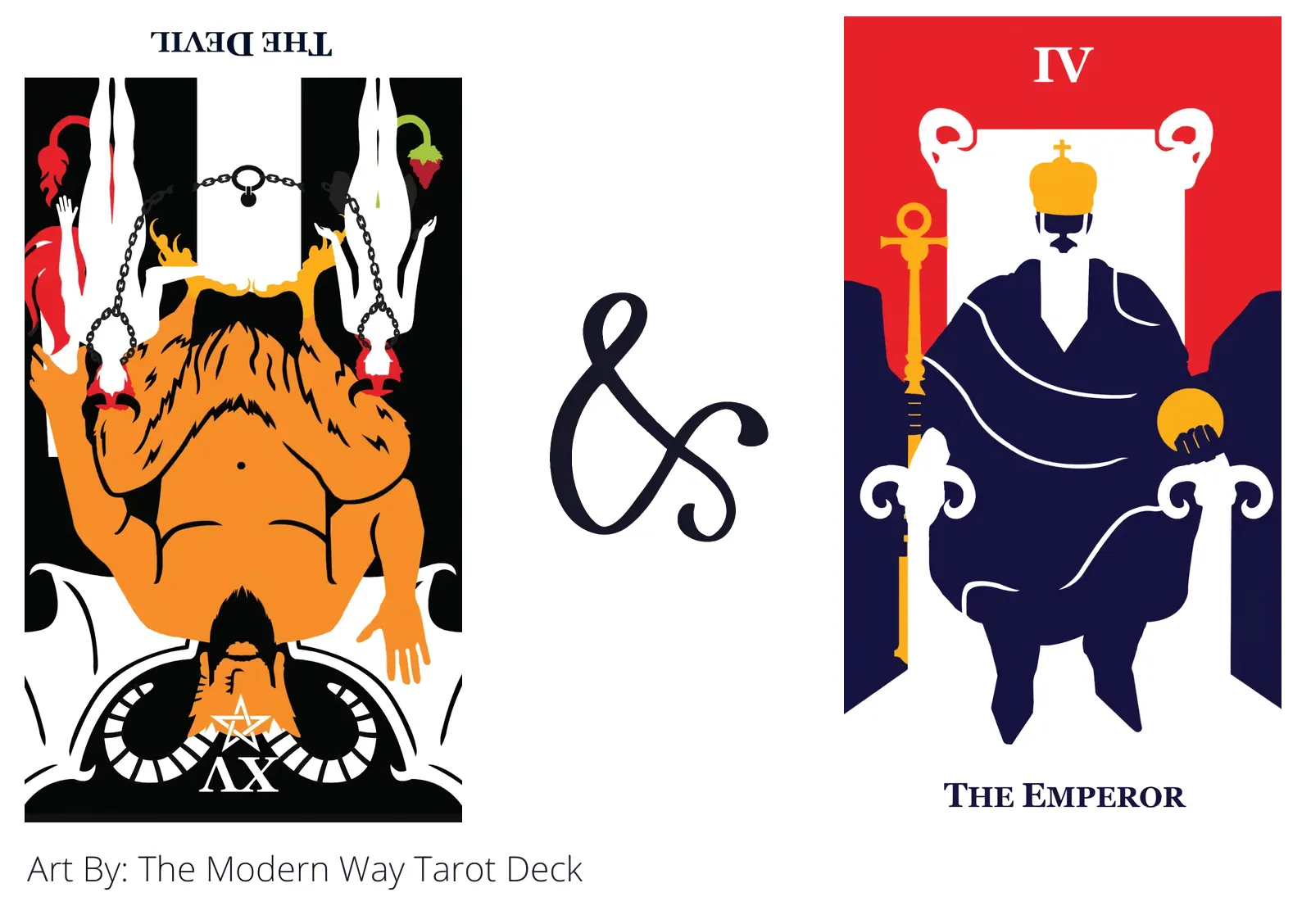 the devil reversed and the emperor tarot cards together