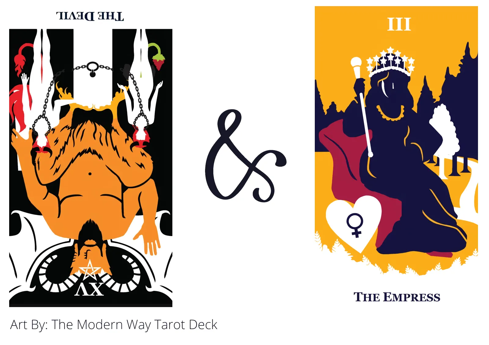 the devil reversed and the empress tarot cards together