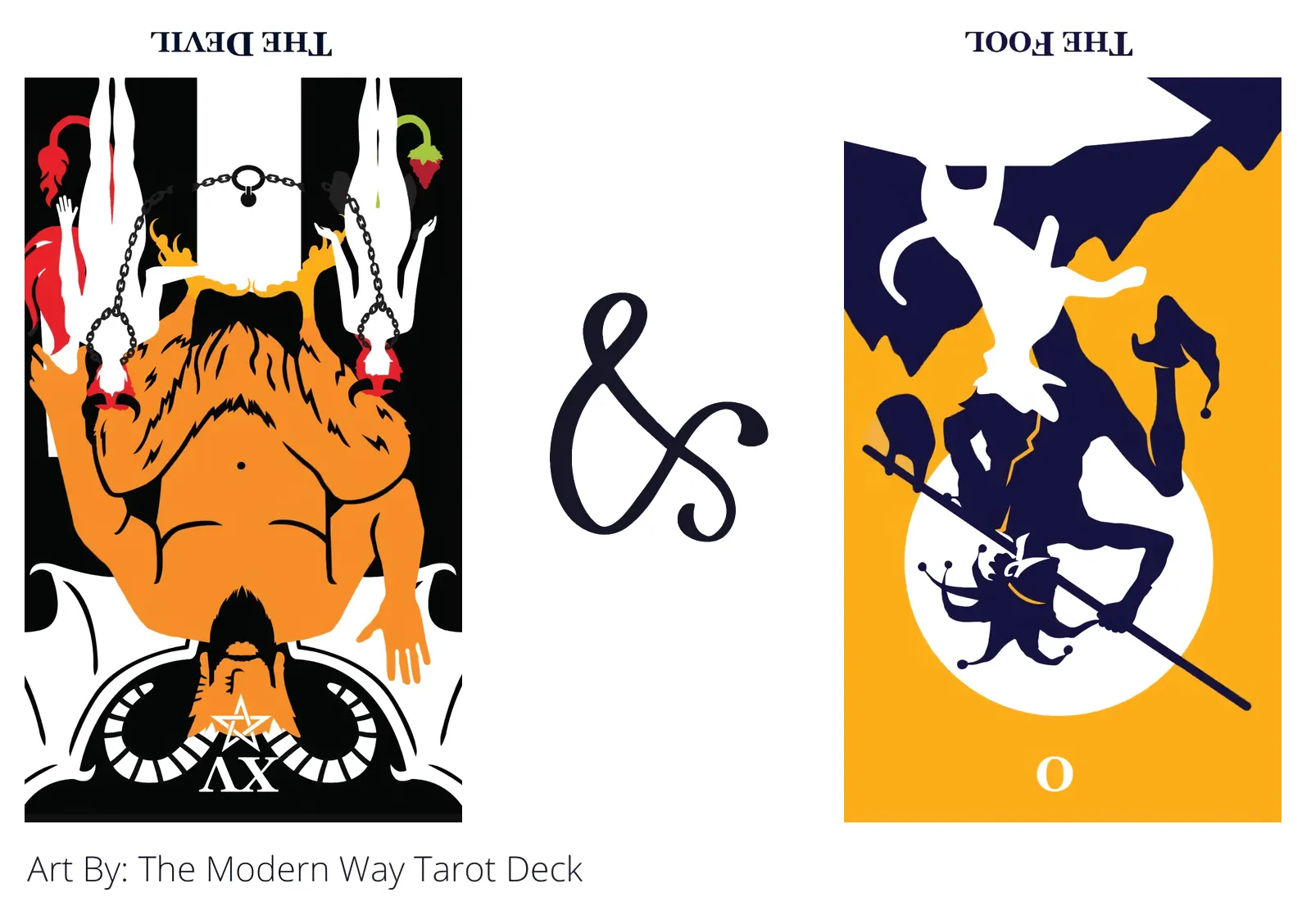 the devil reversed and the fool reversed tarot cards together