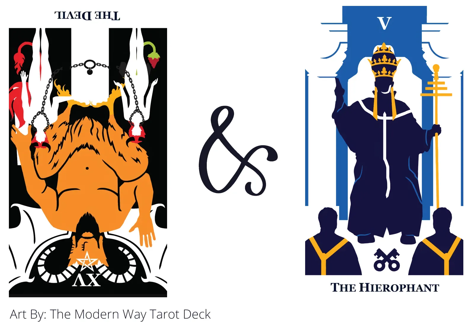 the devil reversed and the hierophant tarot cards together