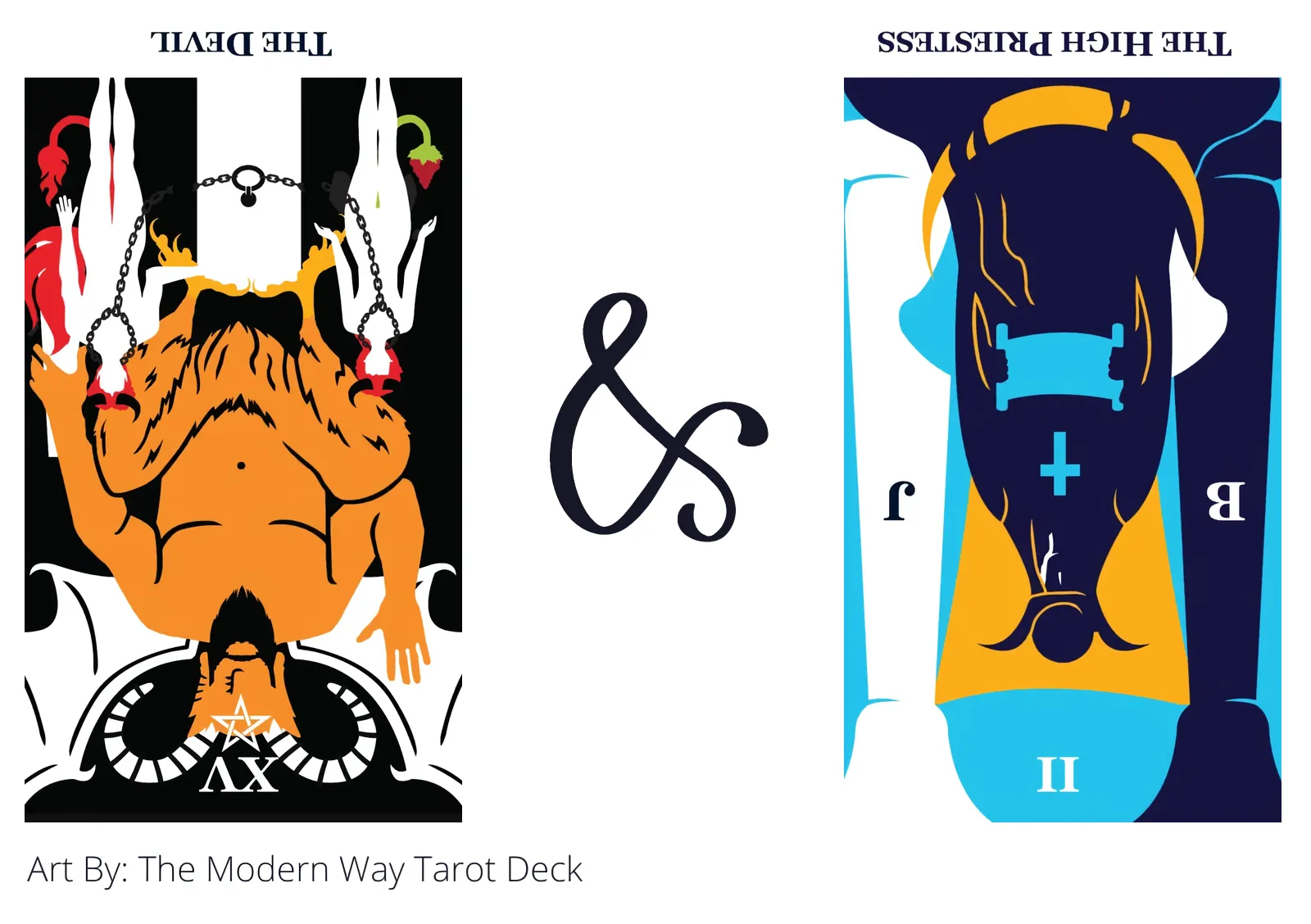 the devil reversed and the high priestess reversed tarot cards together