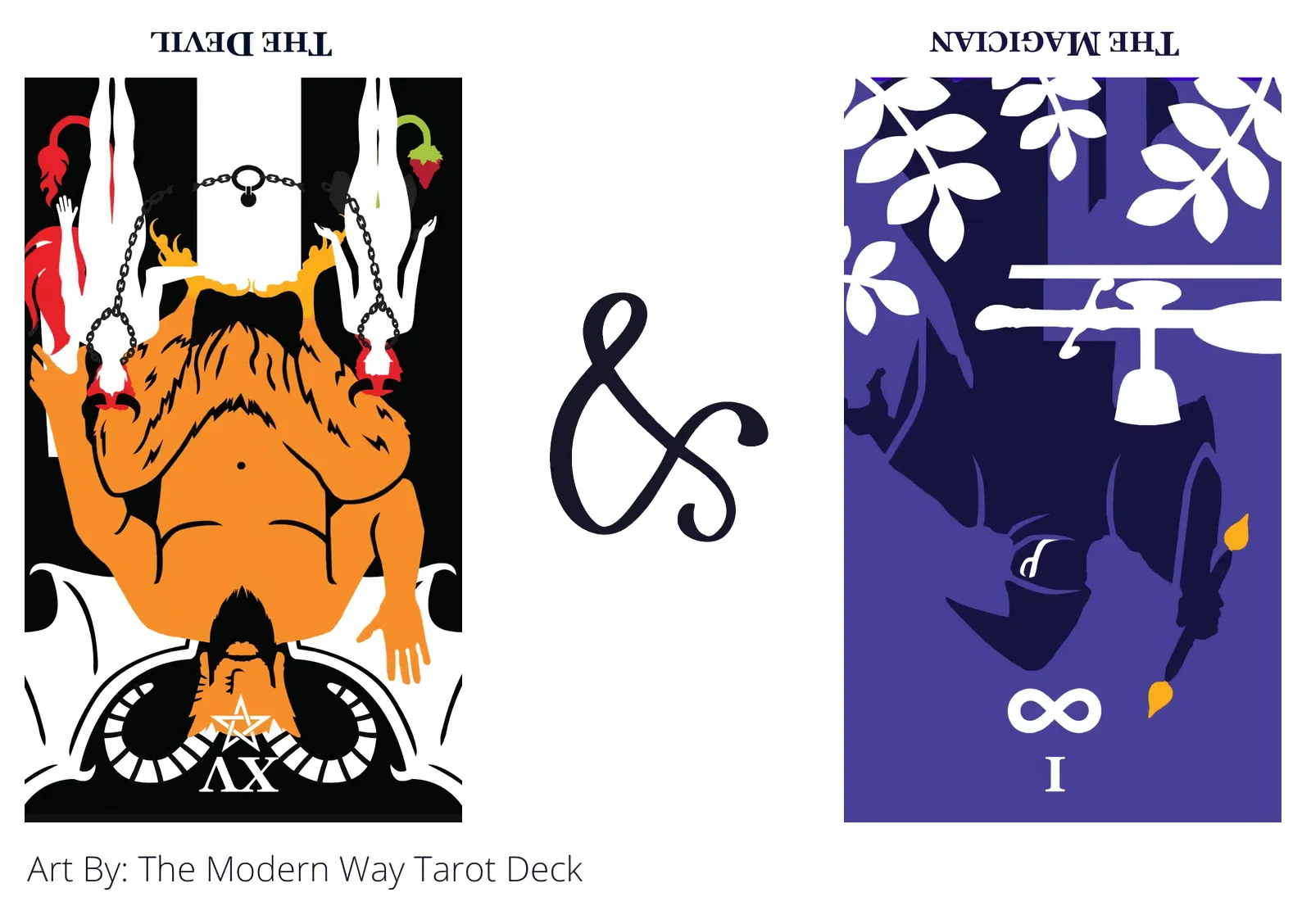 the devil reversed and the magician reversed tarot cards together