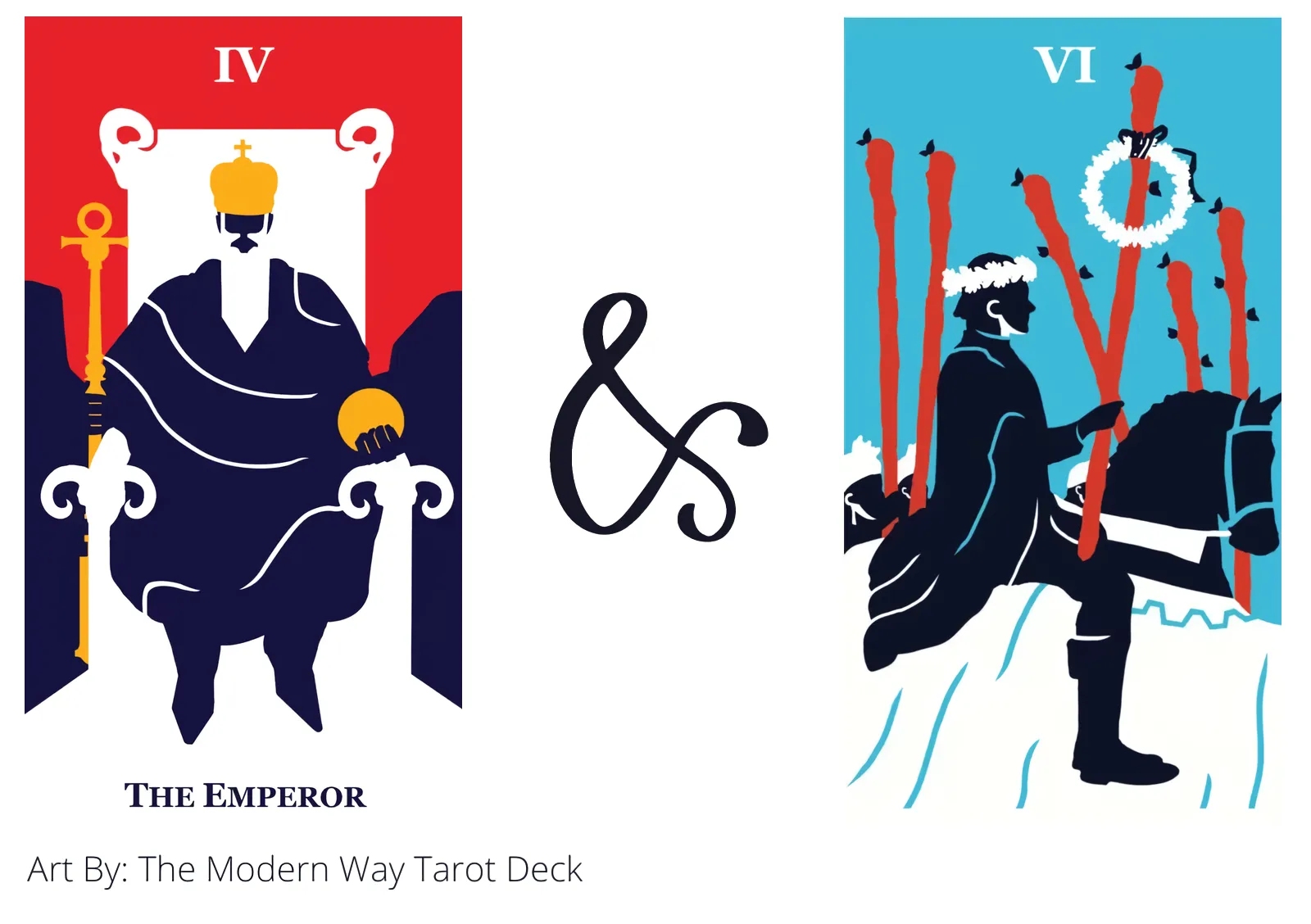 the emperor and six of wands tarot cards together