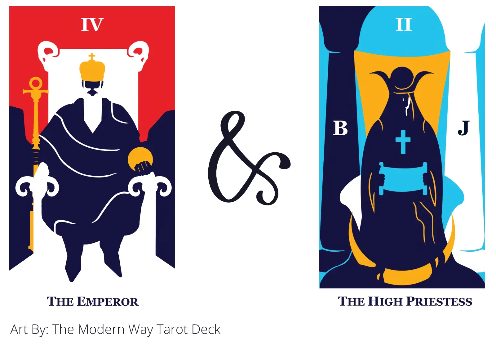 the emperor and the high priestess tarot cards together