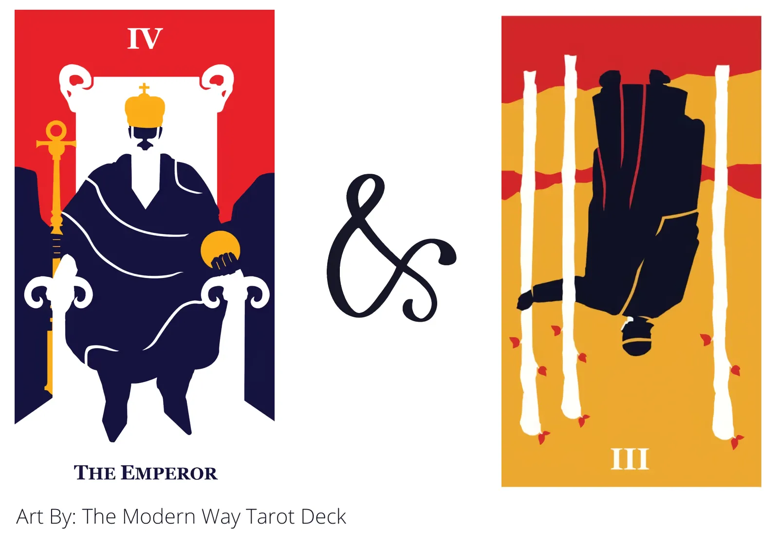 the emperor and three of wands reversed tarot cards together