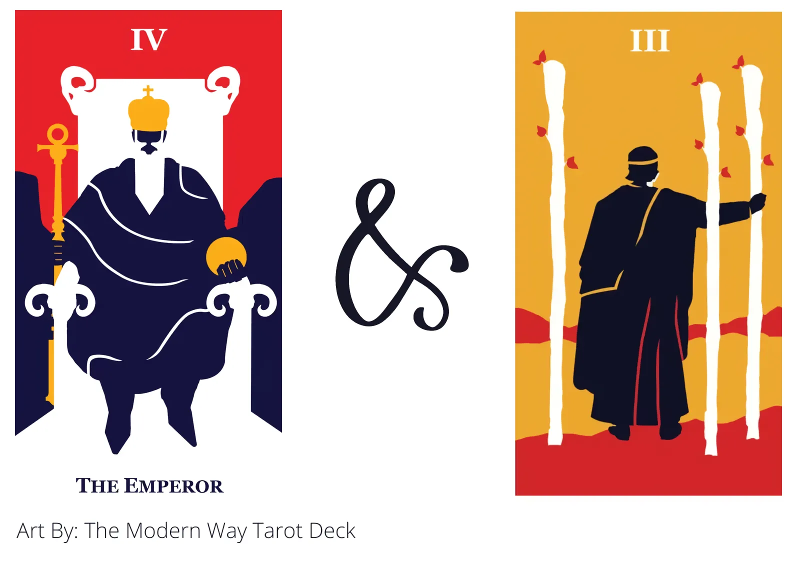 the emperor and three of wands tarot cards together