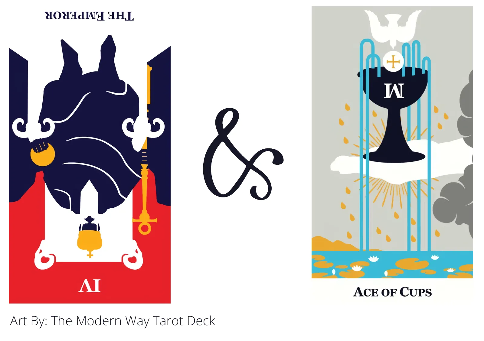 the emperor reversed and ace of cups tarot cards together