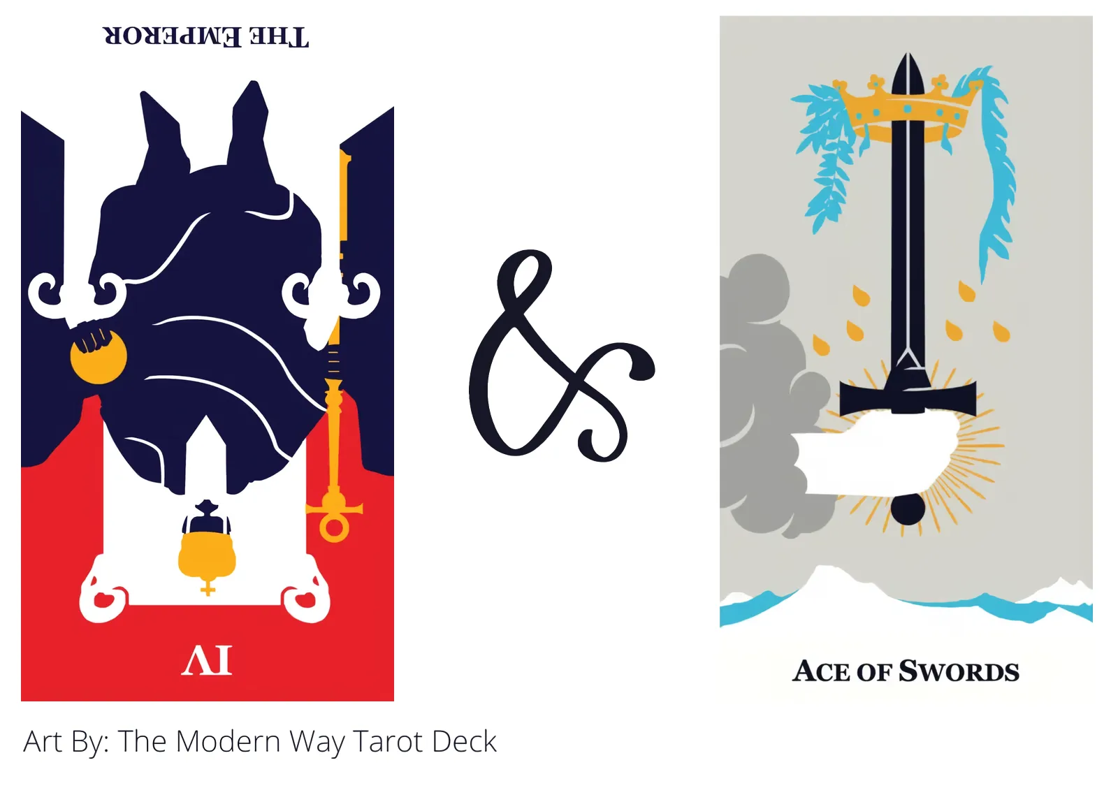 the emperor reversed and ace of swords tarot cards together