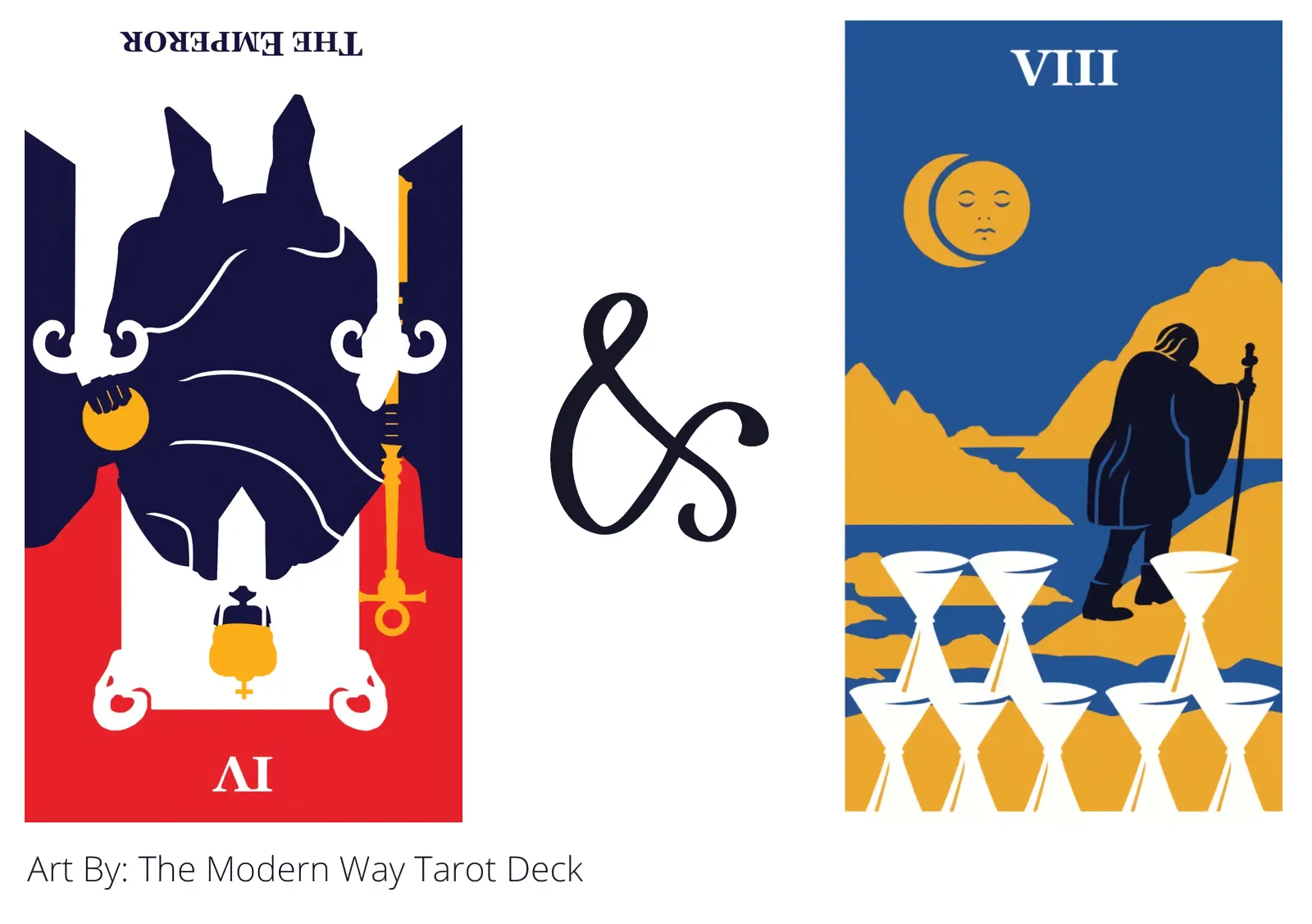 the emperor reversed and eight of cups tarot cards together
