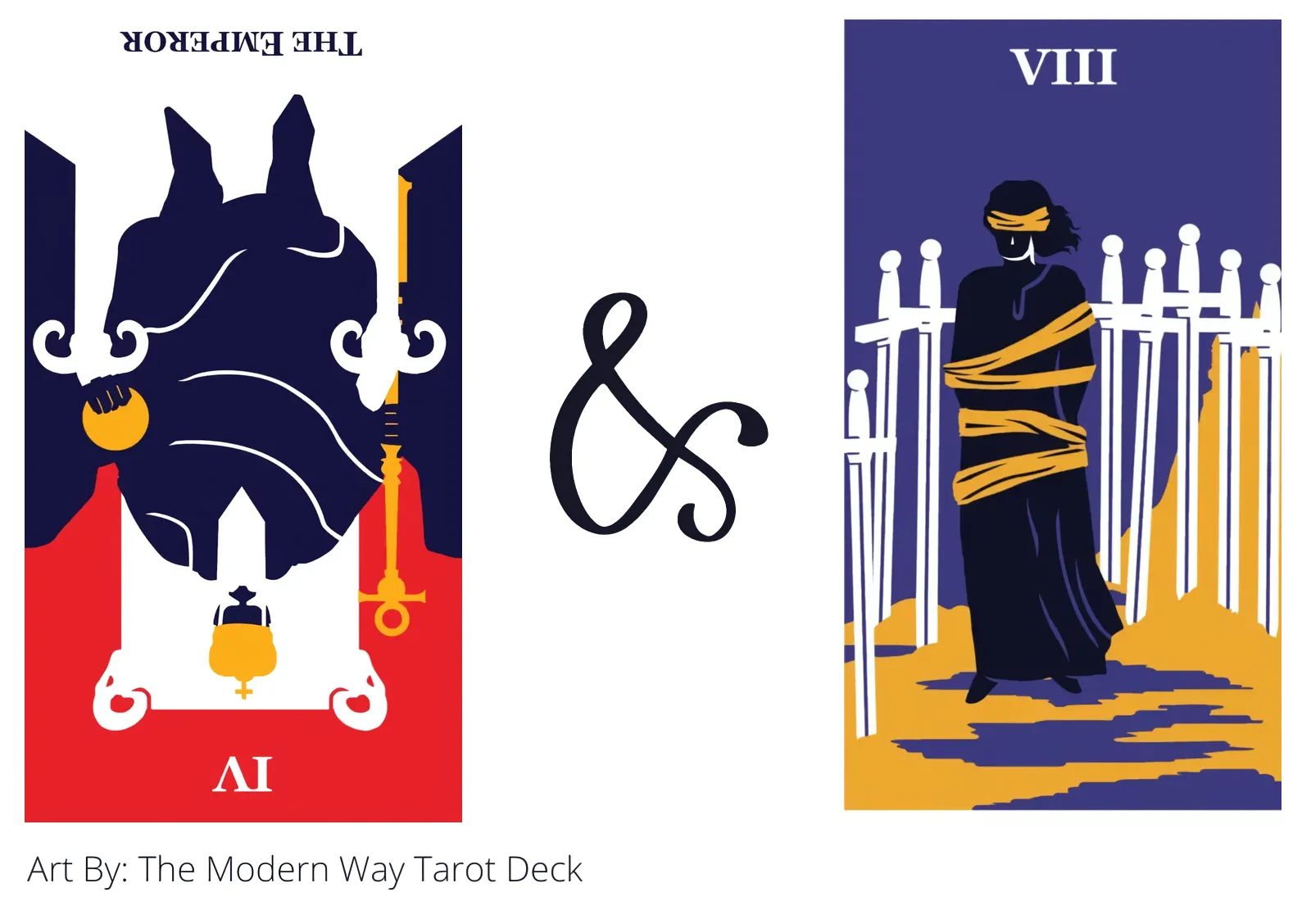 the emperor reversed and eight of swords tarot cards together