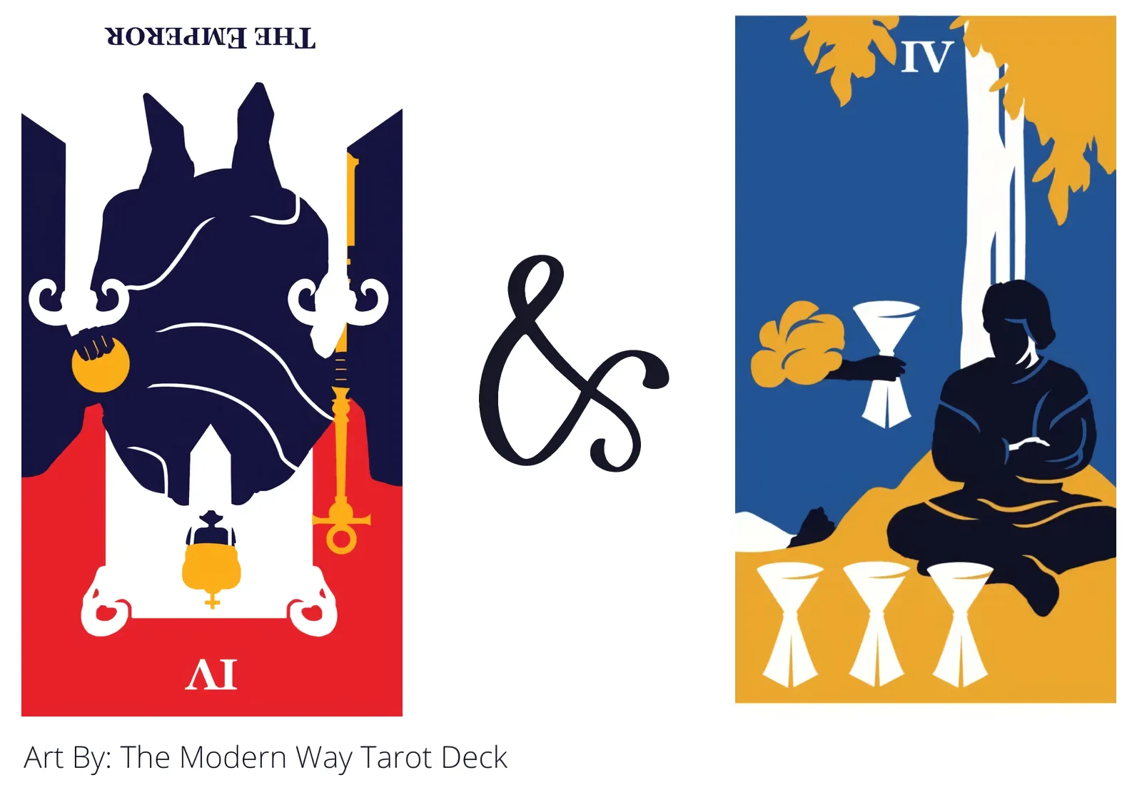the emperor reversed and four of cups tarot cards together