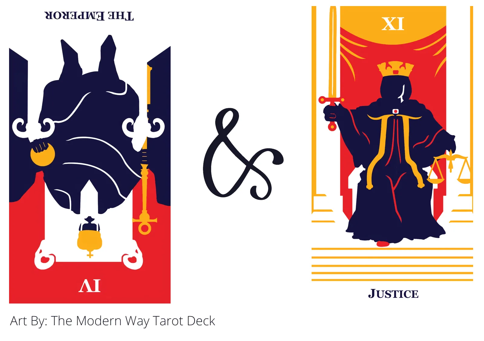 the emperor reversed and justice tarot cards together