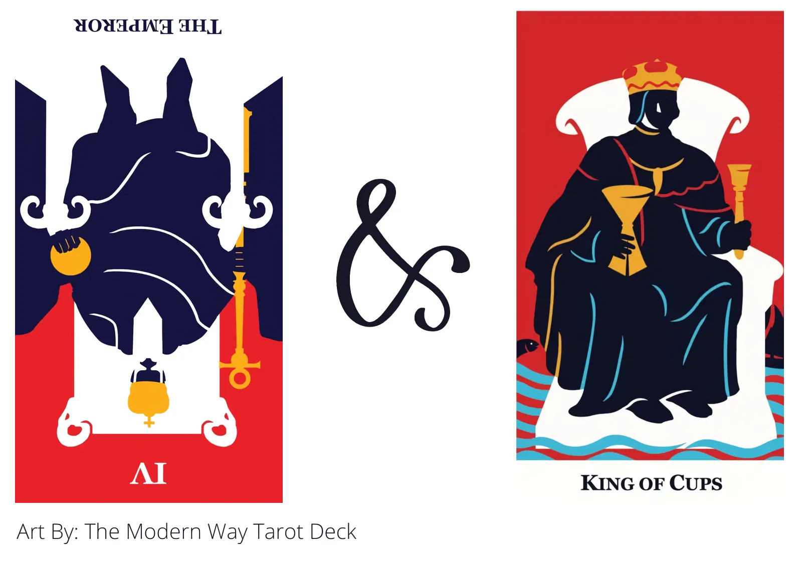 the emperor reversed and king of cups tarot cards together