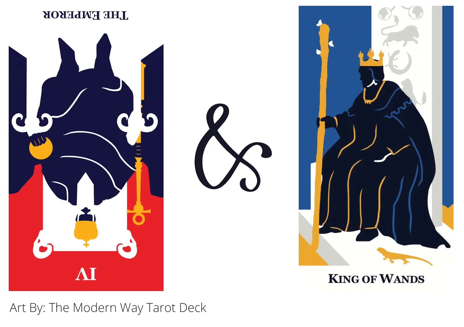 the emperor reversed and king of wands tarot cards together