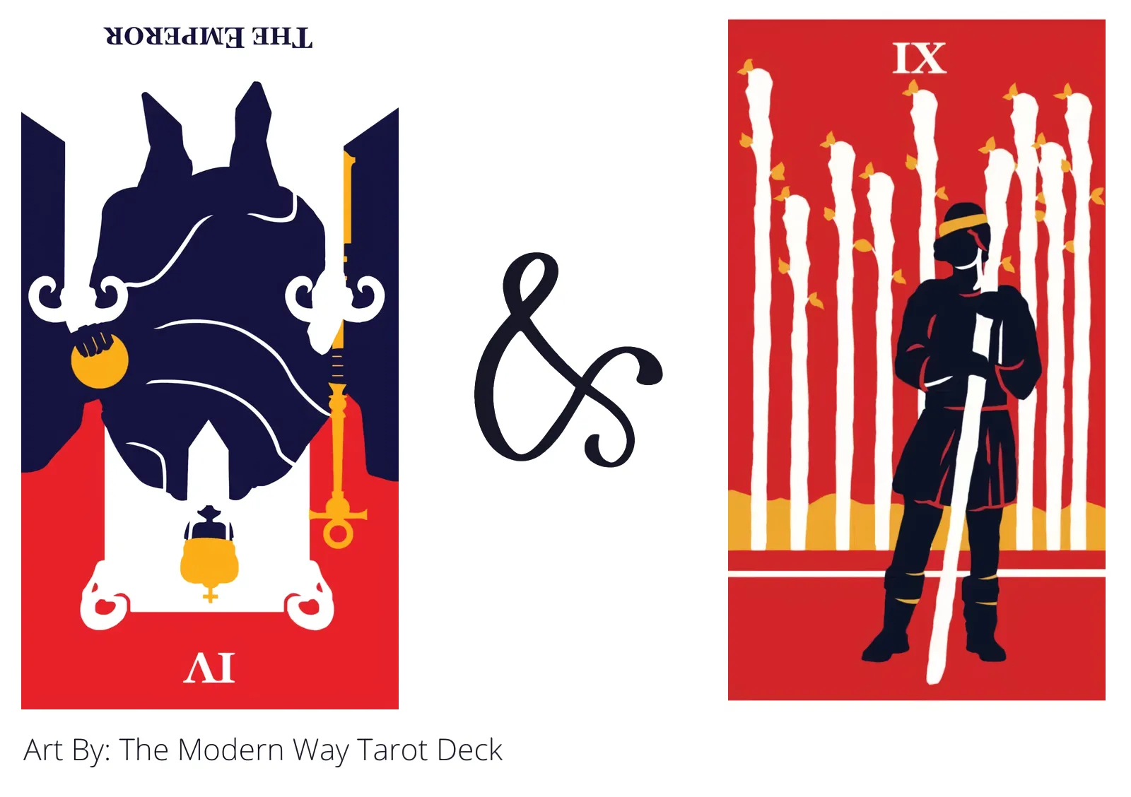 the emperor reversed and nine of wands tarot cards together