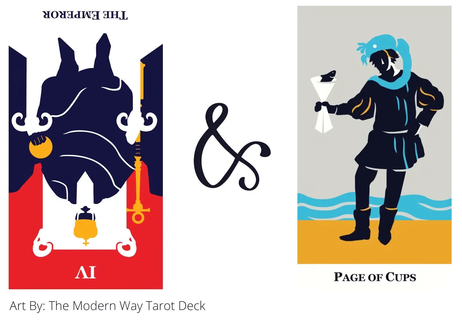 the emperor reversed and page of cups tarot cards together