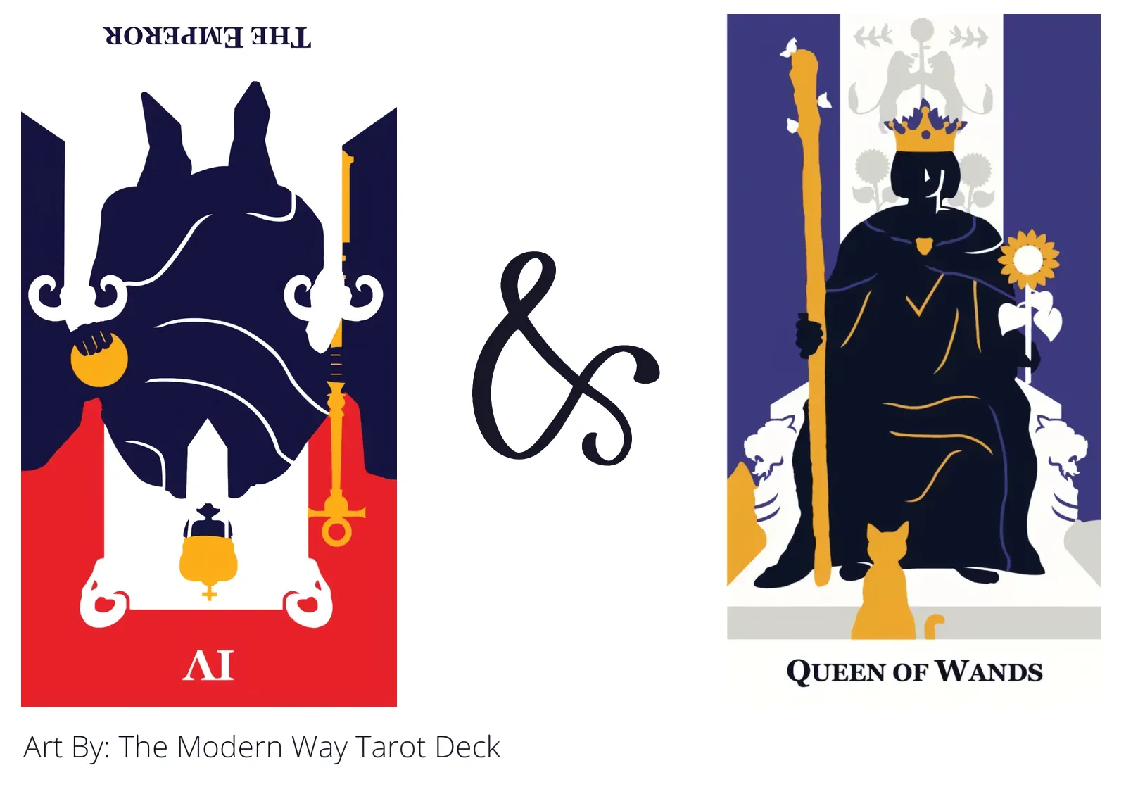 the emperor reversed and queen of wands tarot cards together