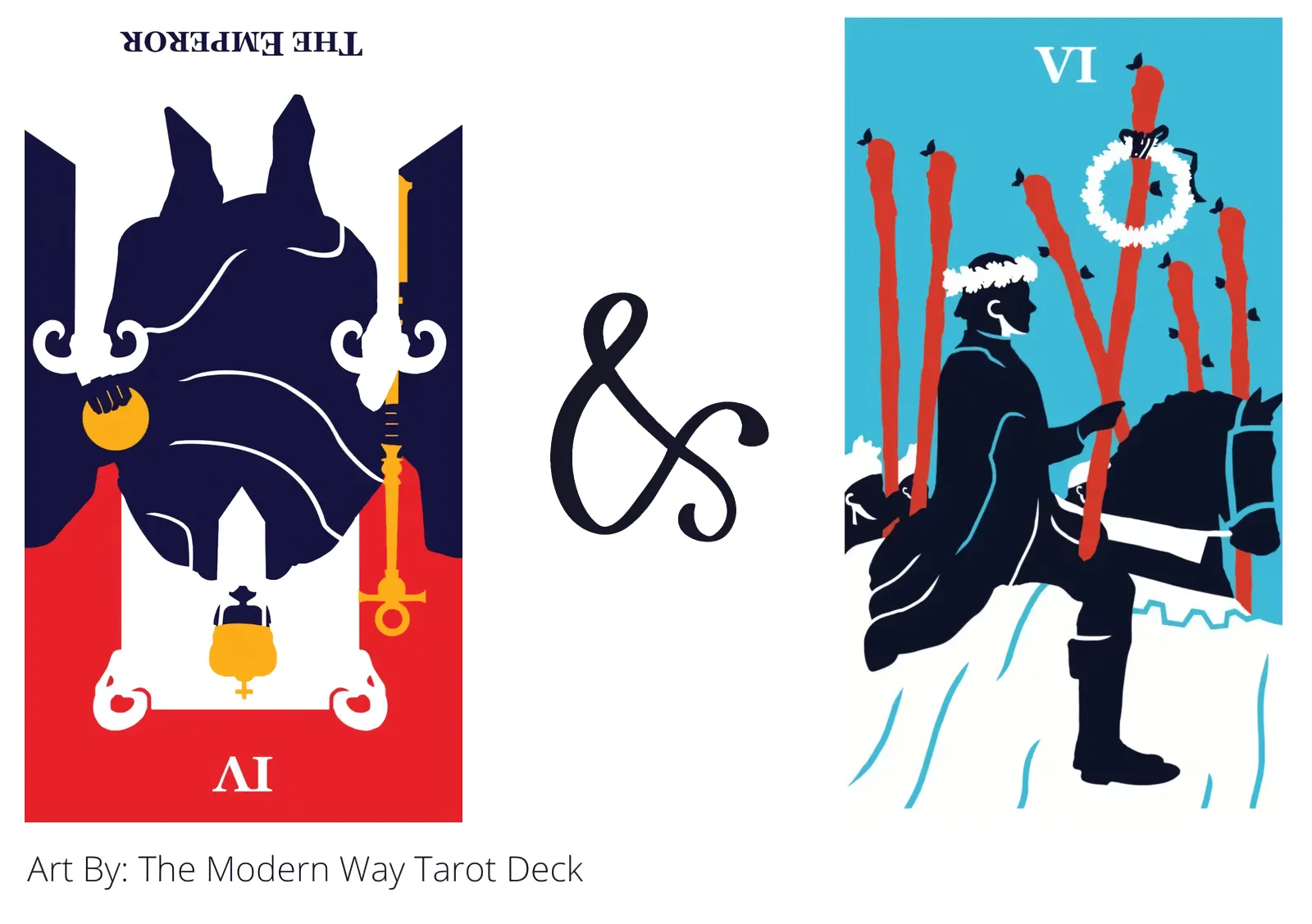 the emperor reversed and six of wands tarot cards together