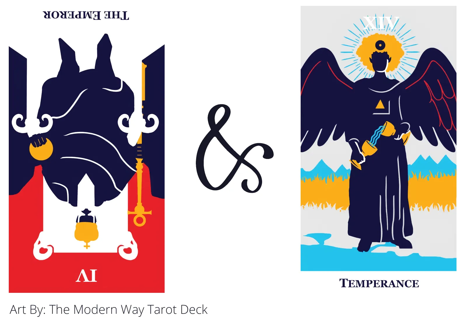 the emperor reversed and temperance tarot cards together