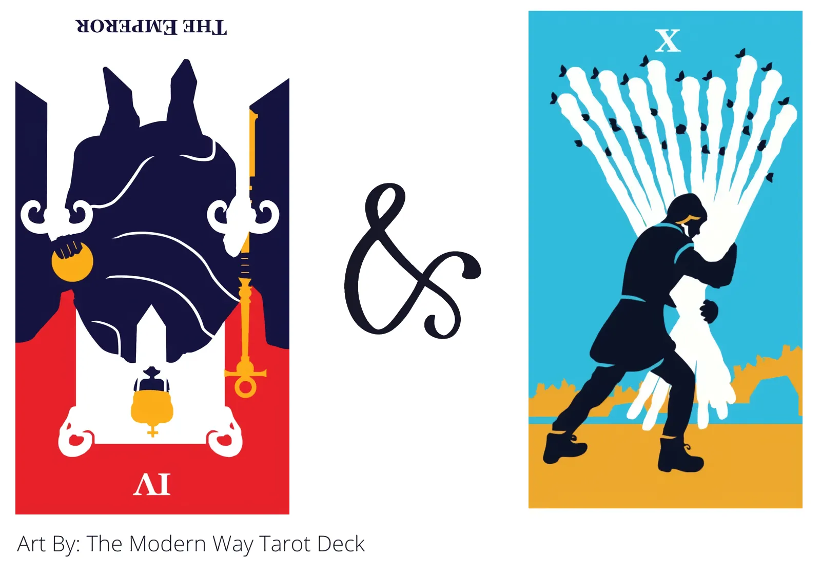 the emperor reversed and ten of wands tarot cards together