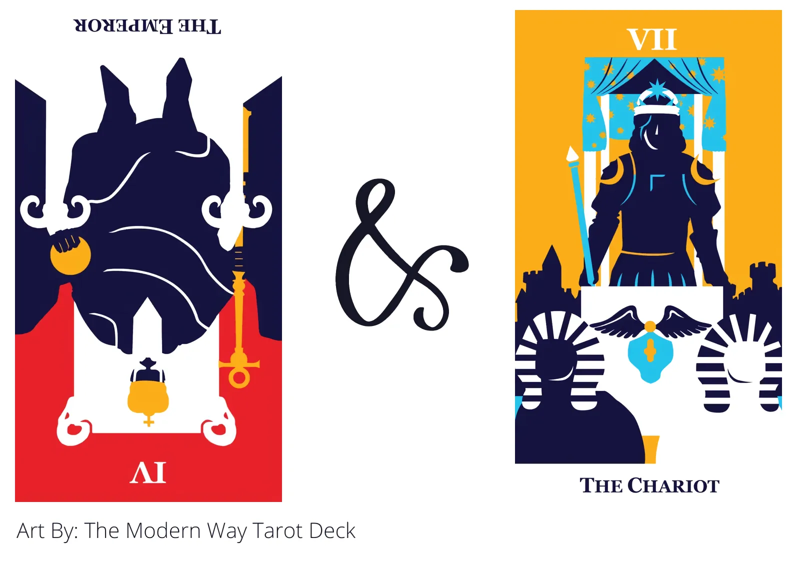 the emperor reversed and the chariot tarot cards together