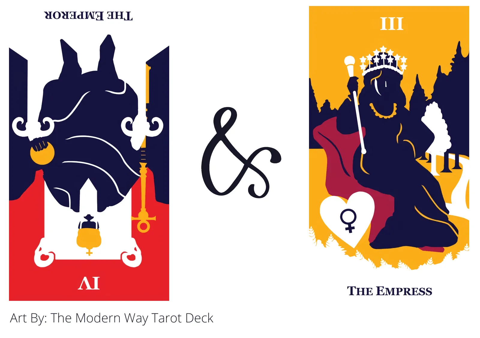 the emperor reversed and the empress tarot cards together