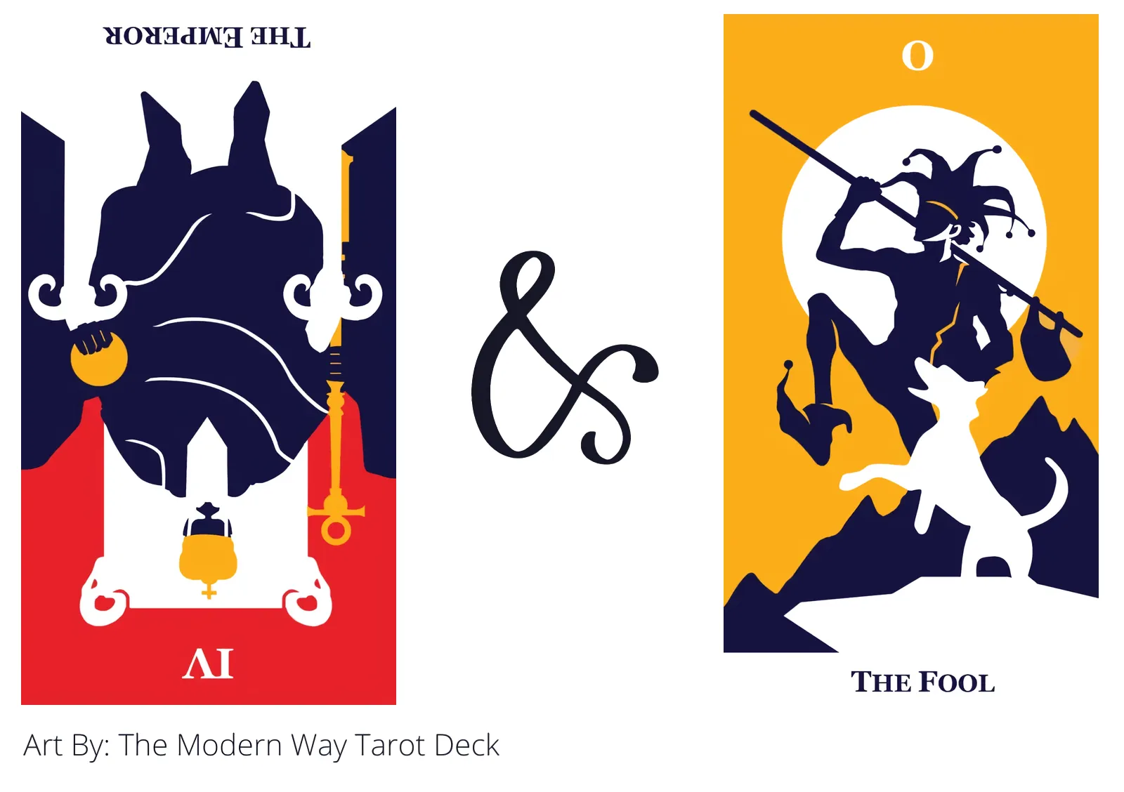 the emperor reversed and the fool tarot cards together