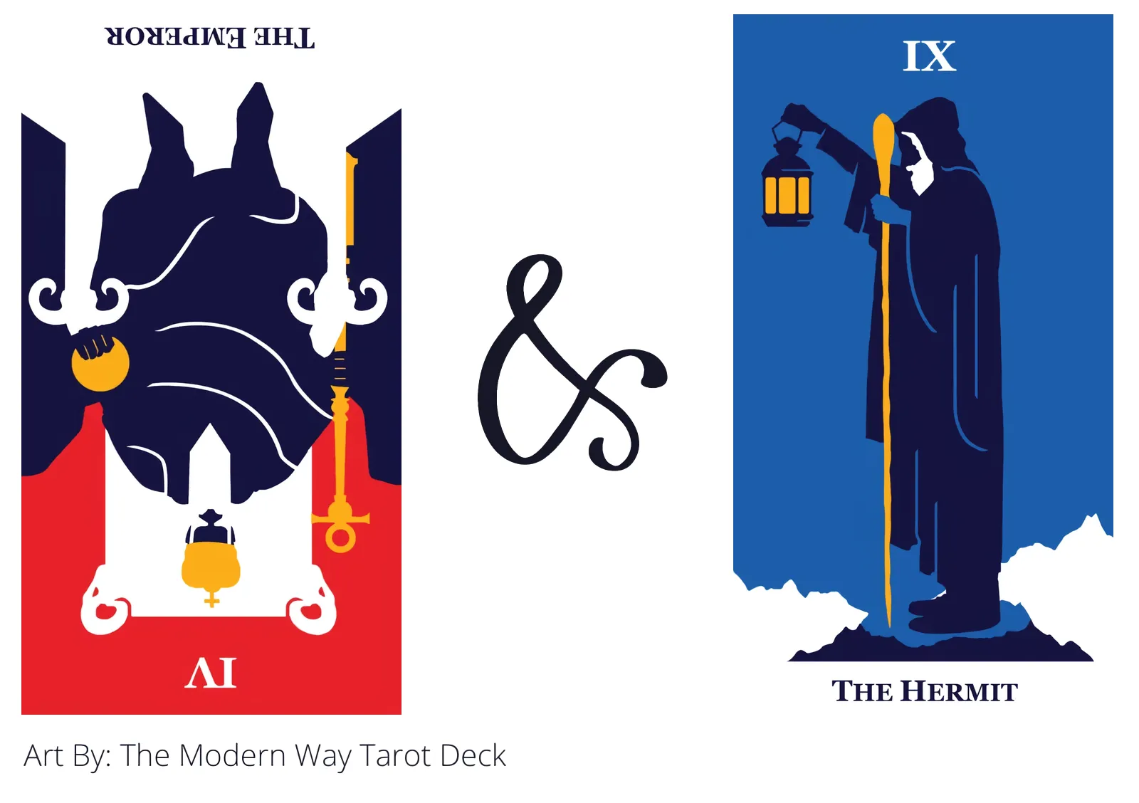 the emperor reversed and the hermit tarot cards together