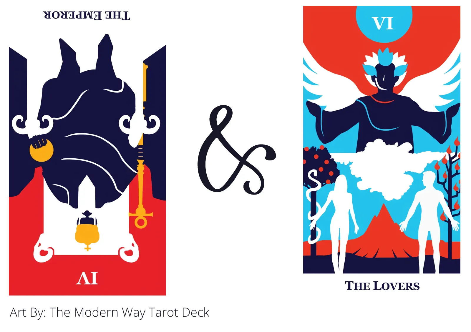 the emperor reversed and the lovers tarot cards together