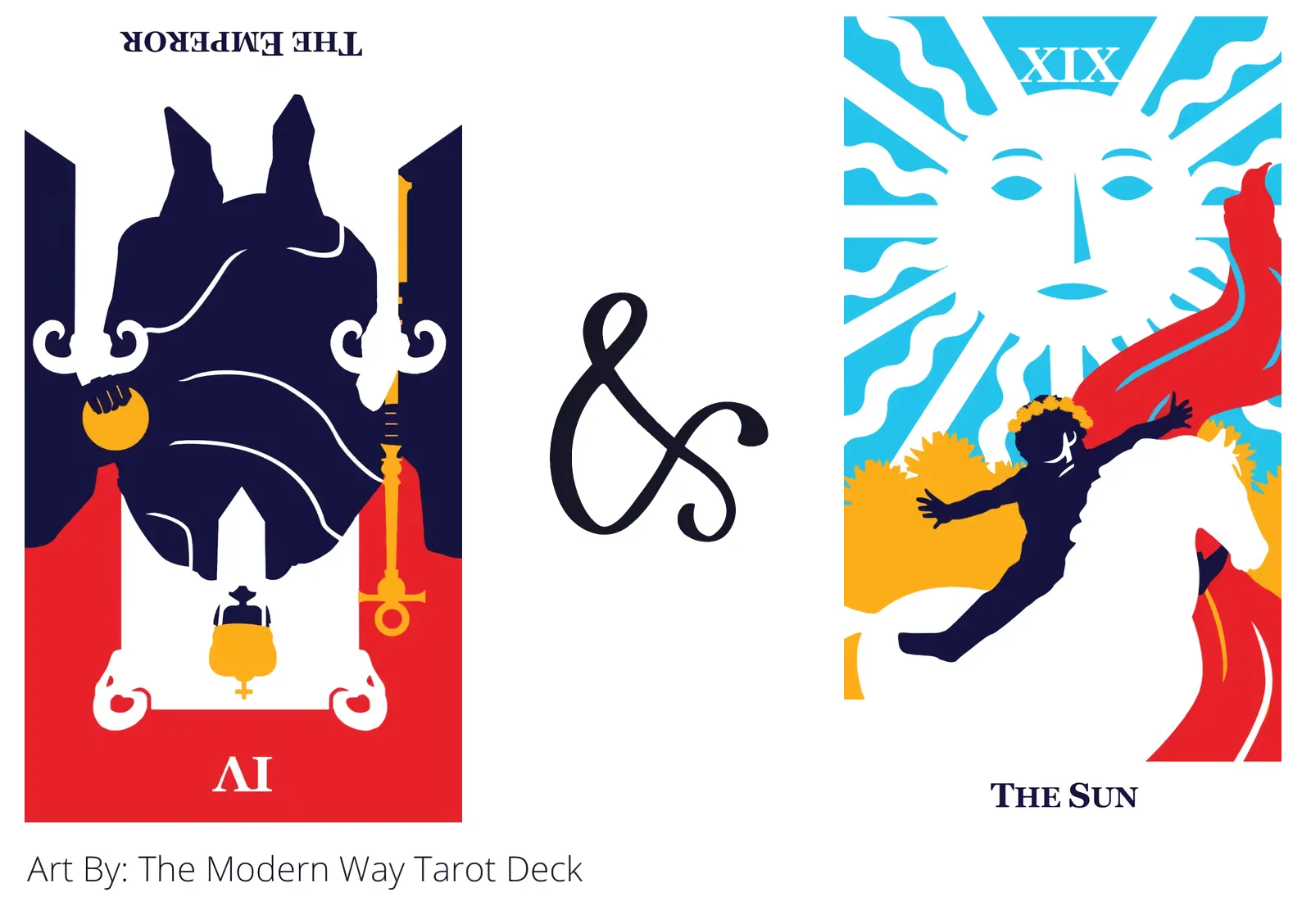 the emperor reversed and the sun tarot cards together