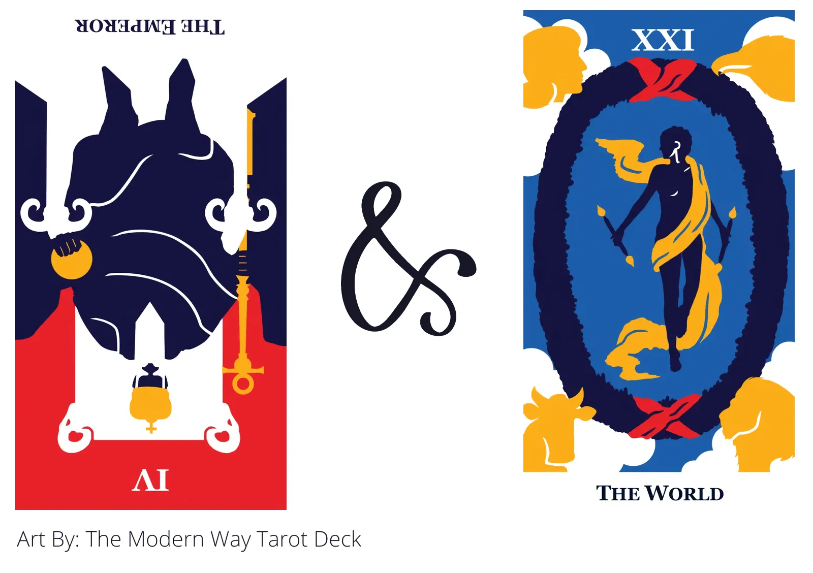 the emperor reversed and the world tarot cards together