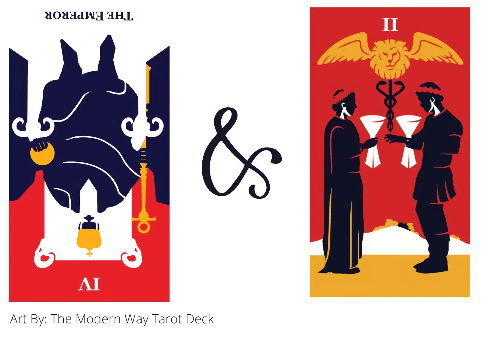 the emperor reversed and two of cups tarot cards together