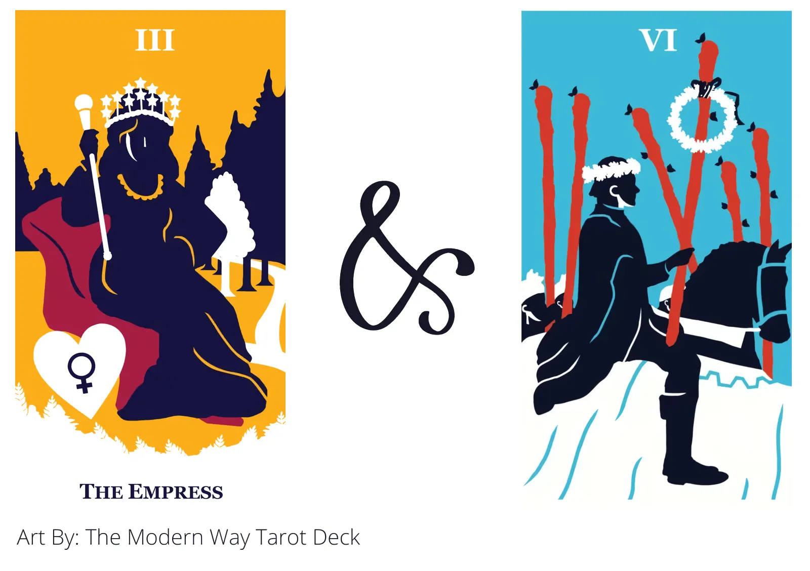 the empress and six of wands tarot cards together