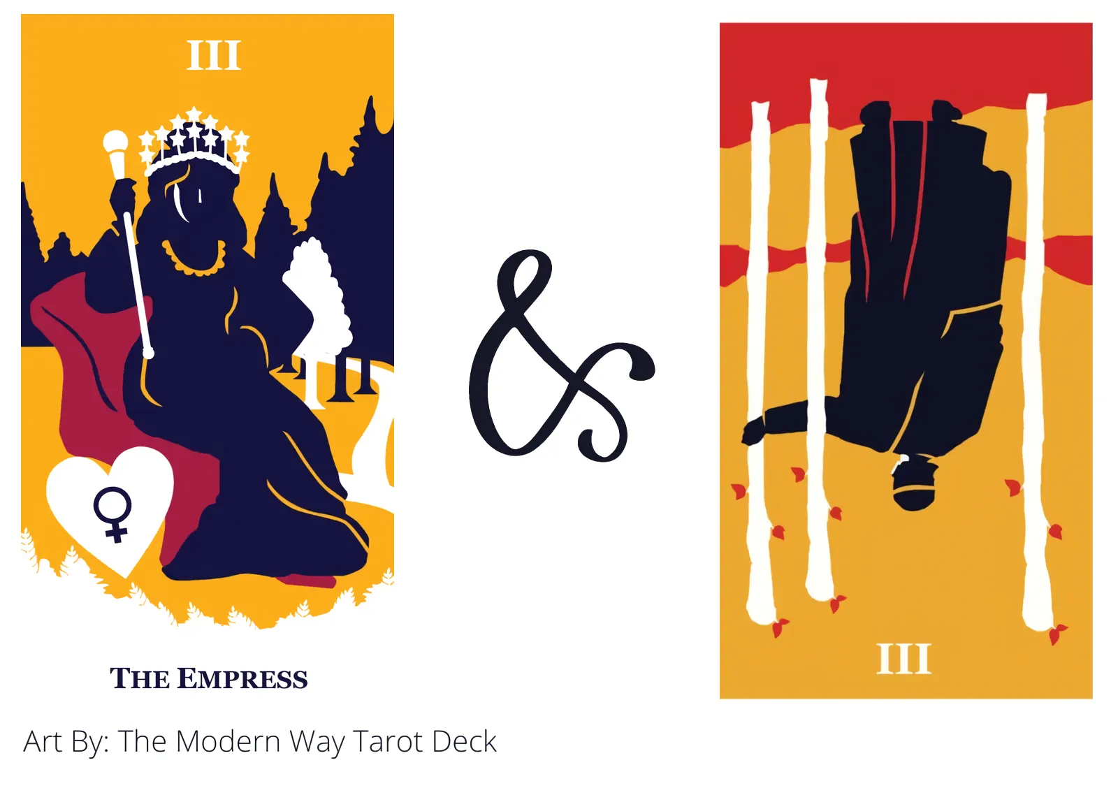the empress and three of wands reversed tarot cards together