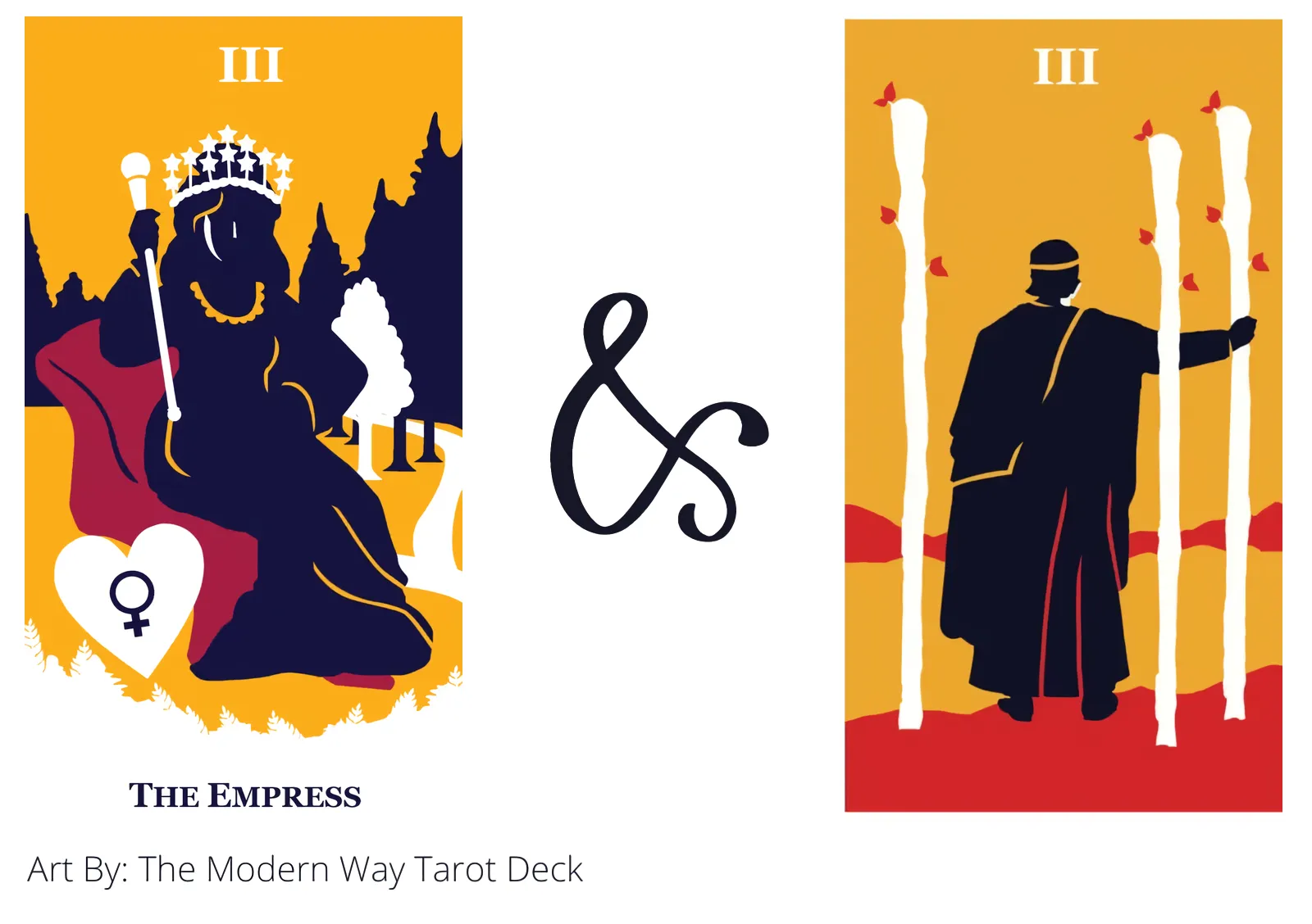 the empress and three of wands tarot cards together