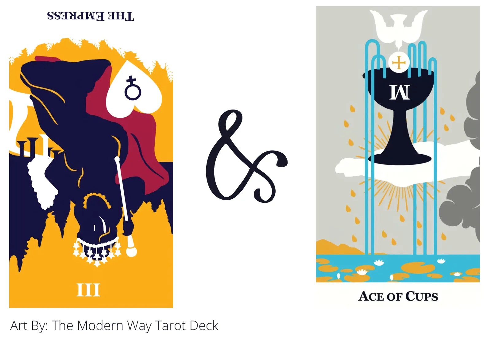 the empress reversed and ace of cups tarot cards together