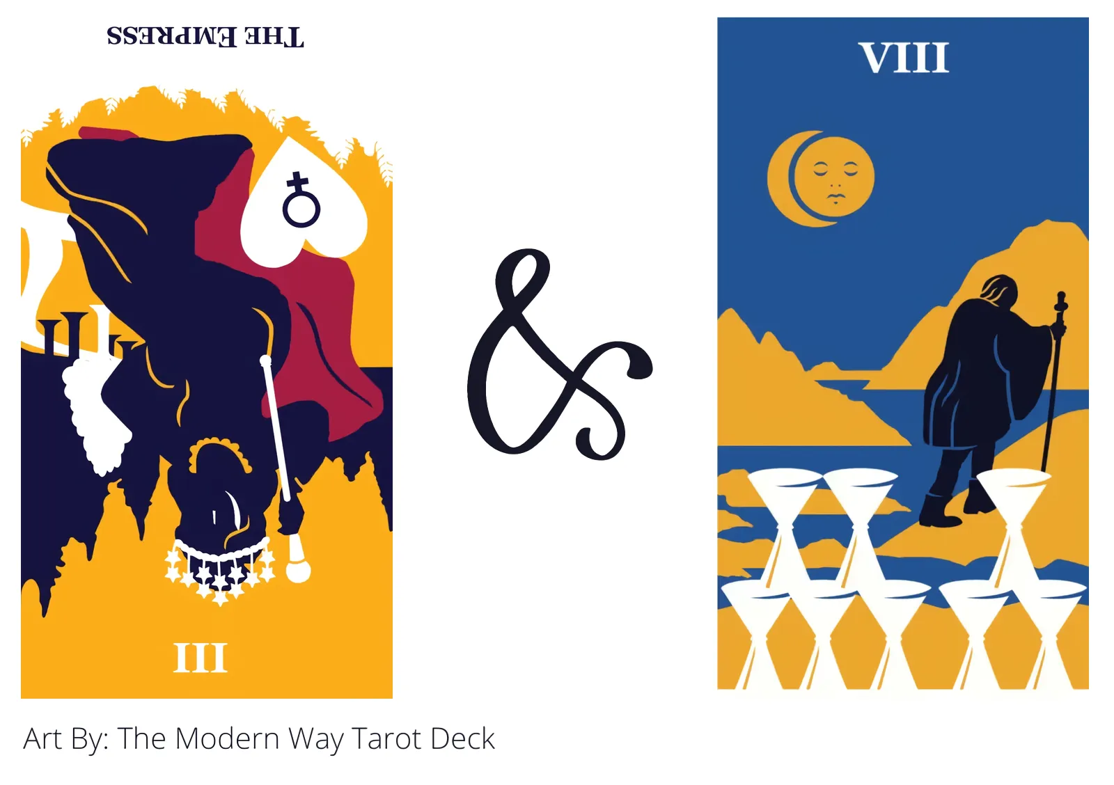 the empress reversed and eight of cups tarot cards together
