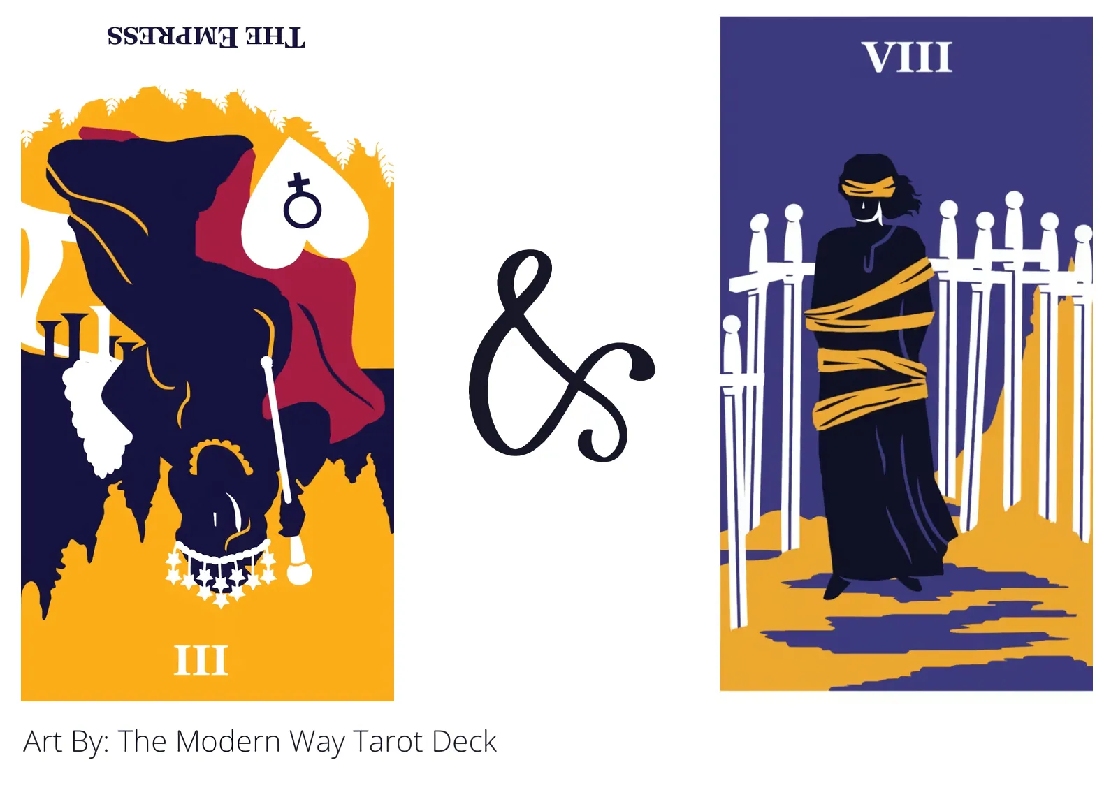 the empress reversed and eight of swords tarot cards together