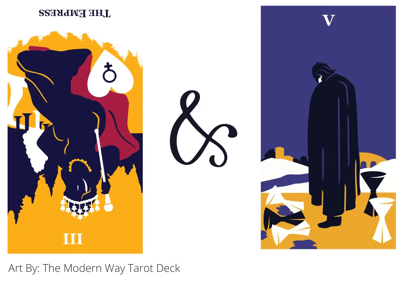 the empress reversed and five of cups tarot cards together