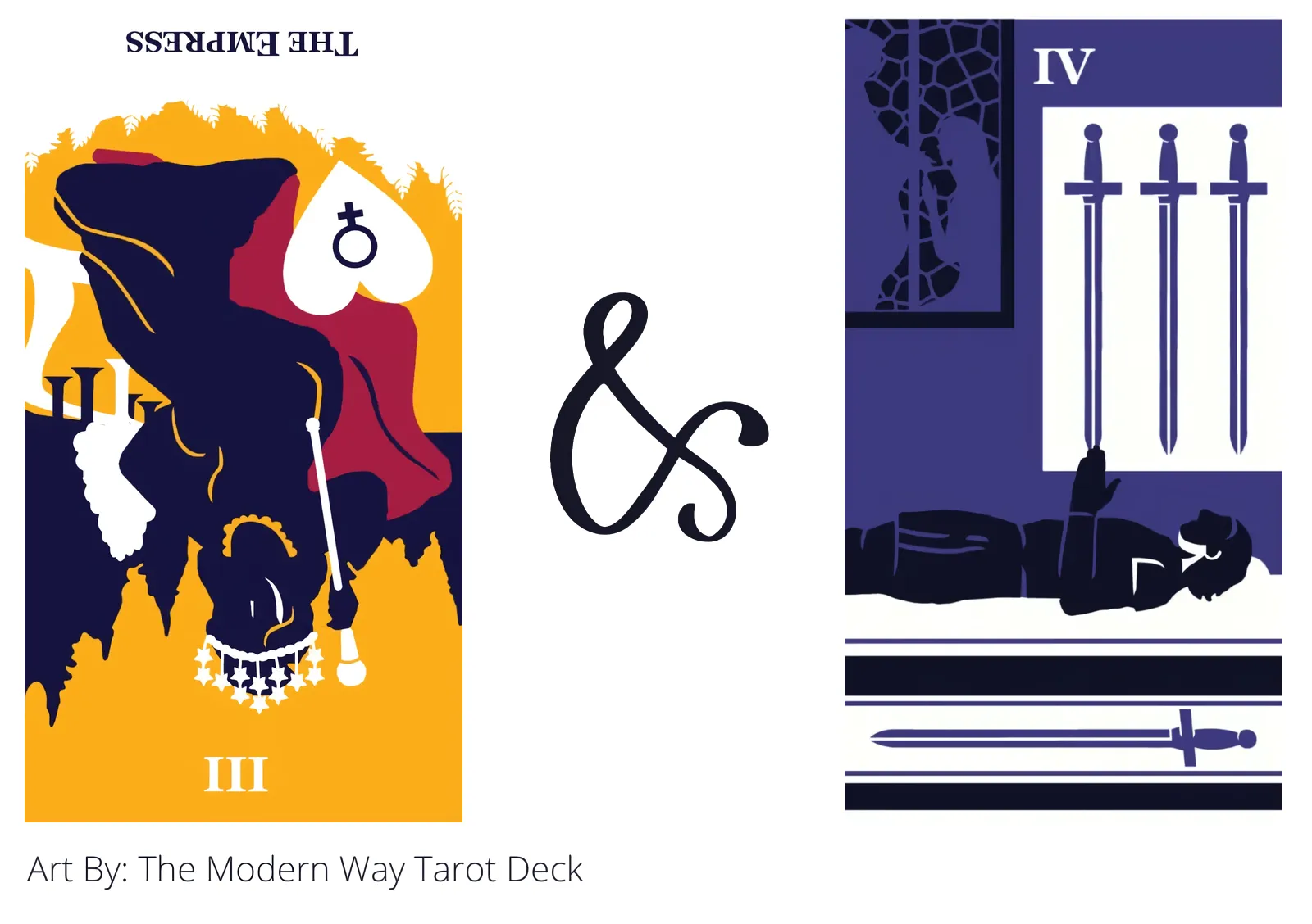 the empress reversed and four of swords tarot cards together