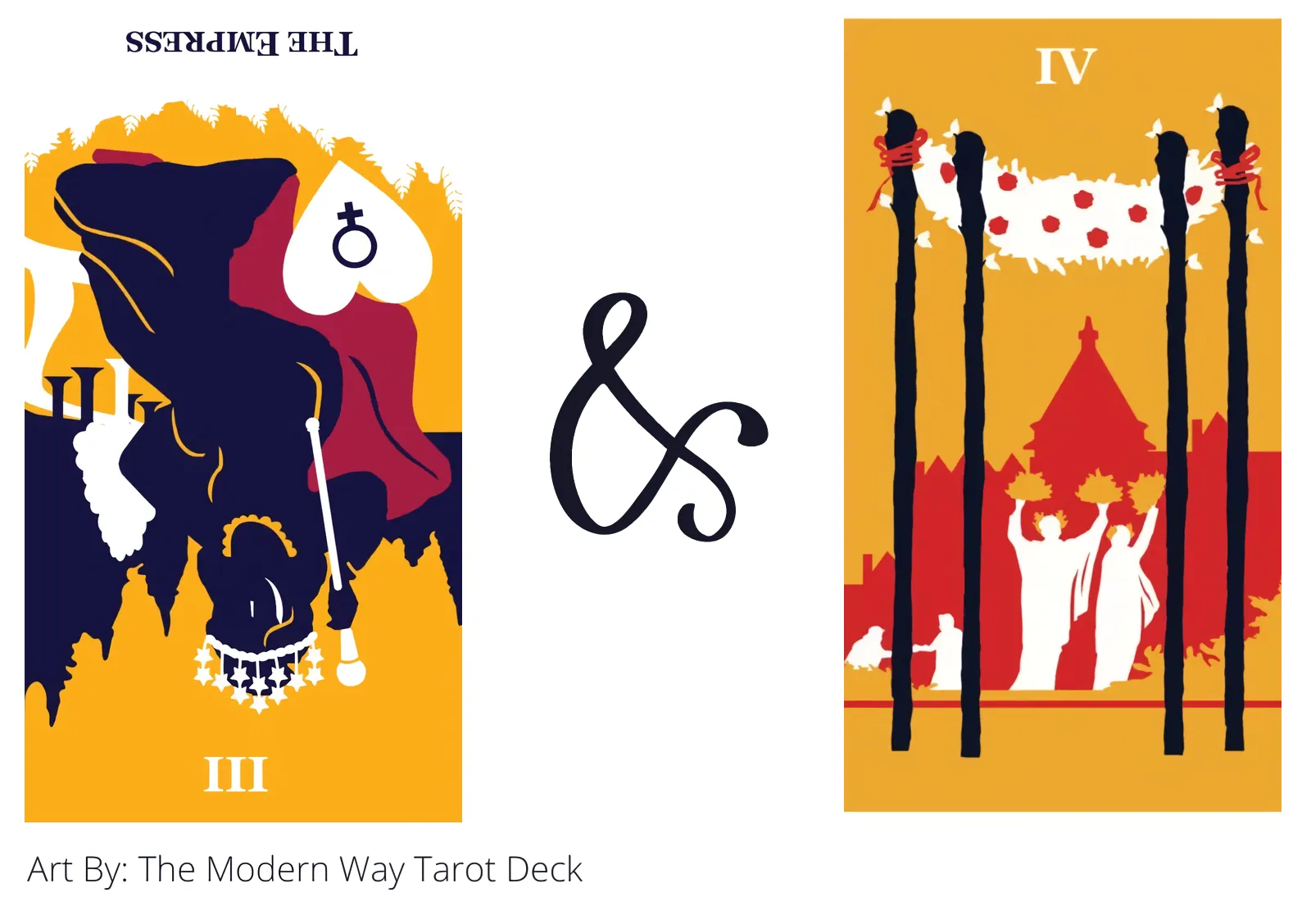 the empress reversed and four of wands tarot cards together