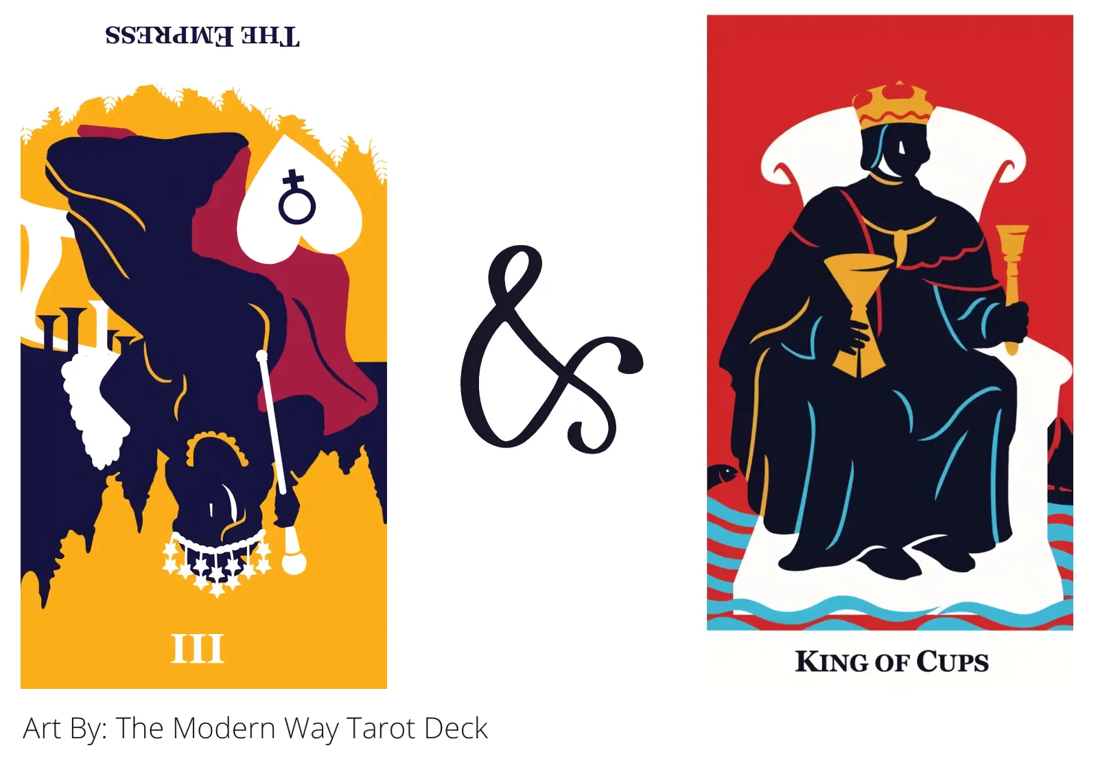 the empress reversed and king of cups tarot cards together